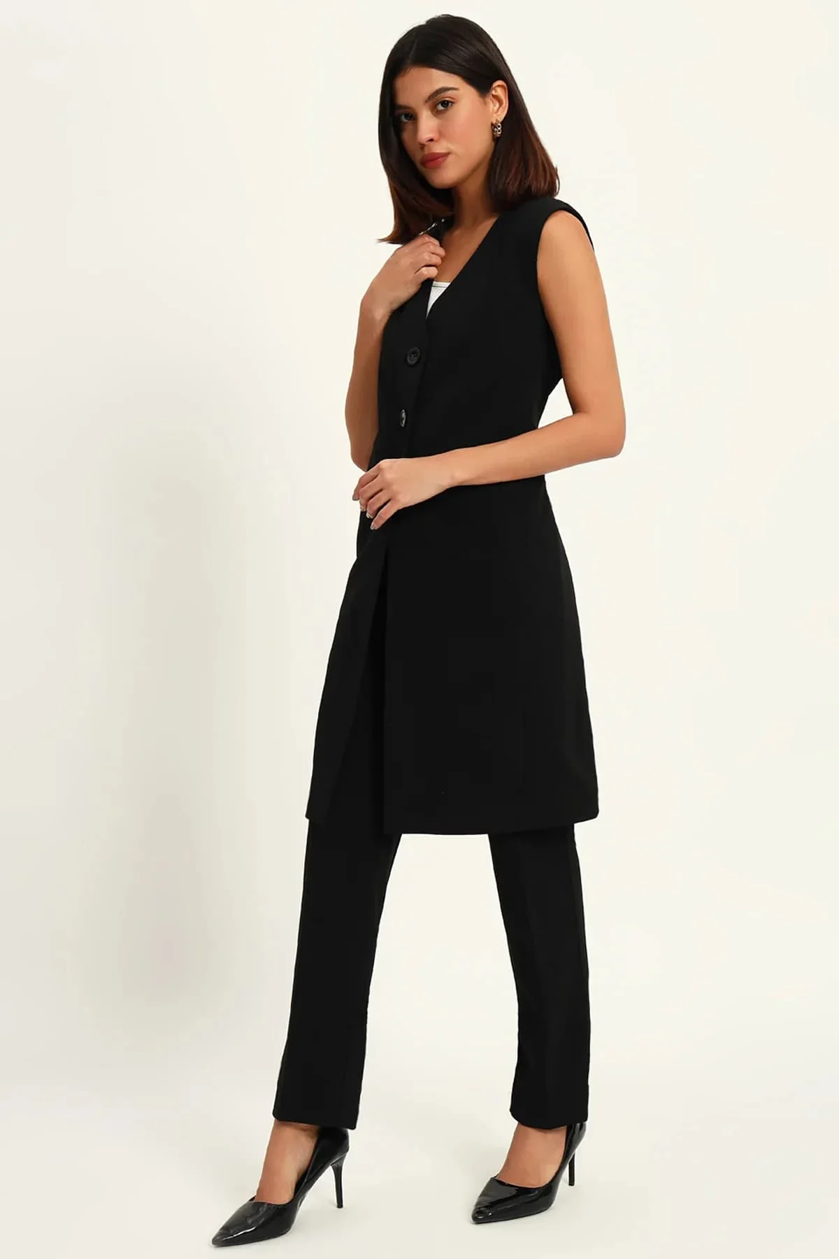 Majestic Longline Blazer Duo Co-ord – Black - Image 6