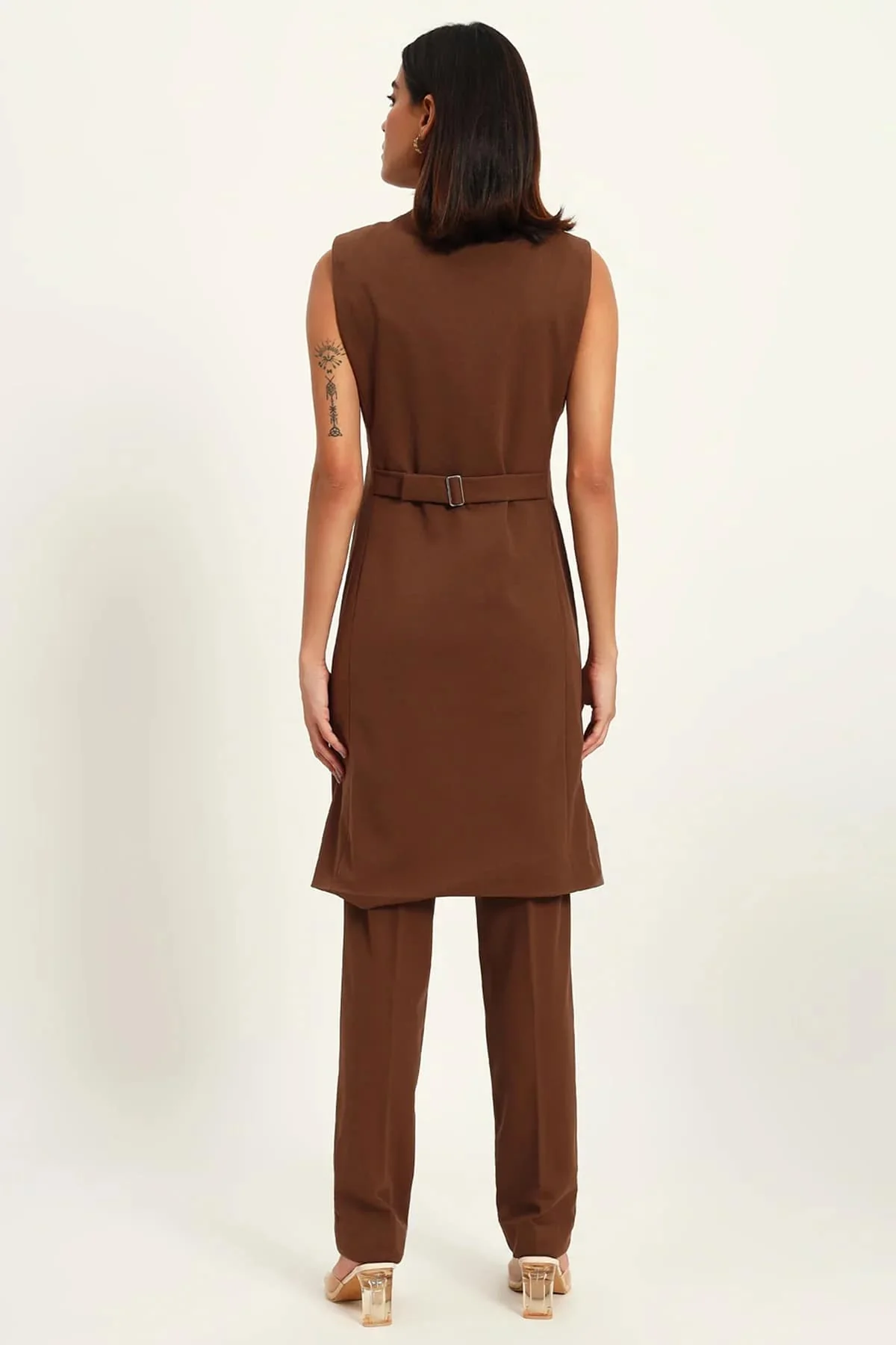 Majestic Longline Blazer Duo Co-ord – Brown - Image 8