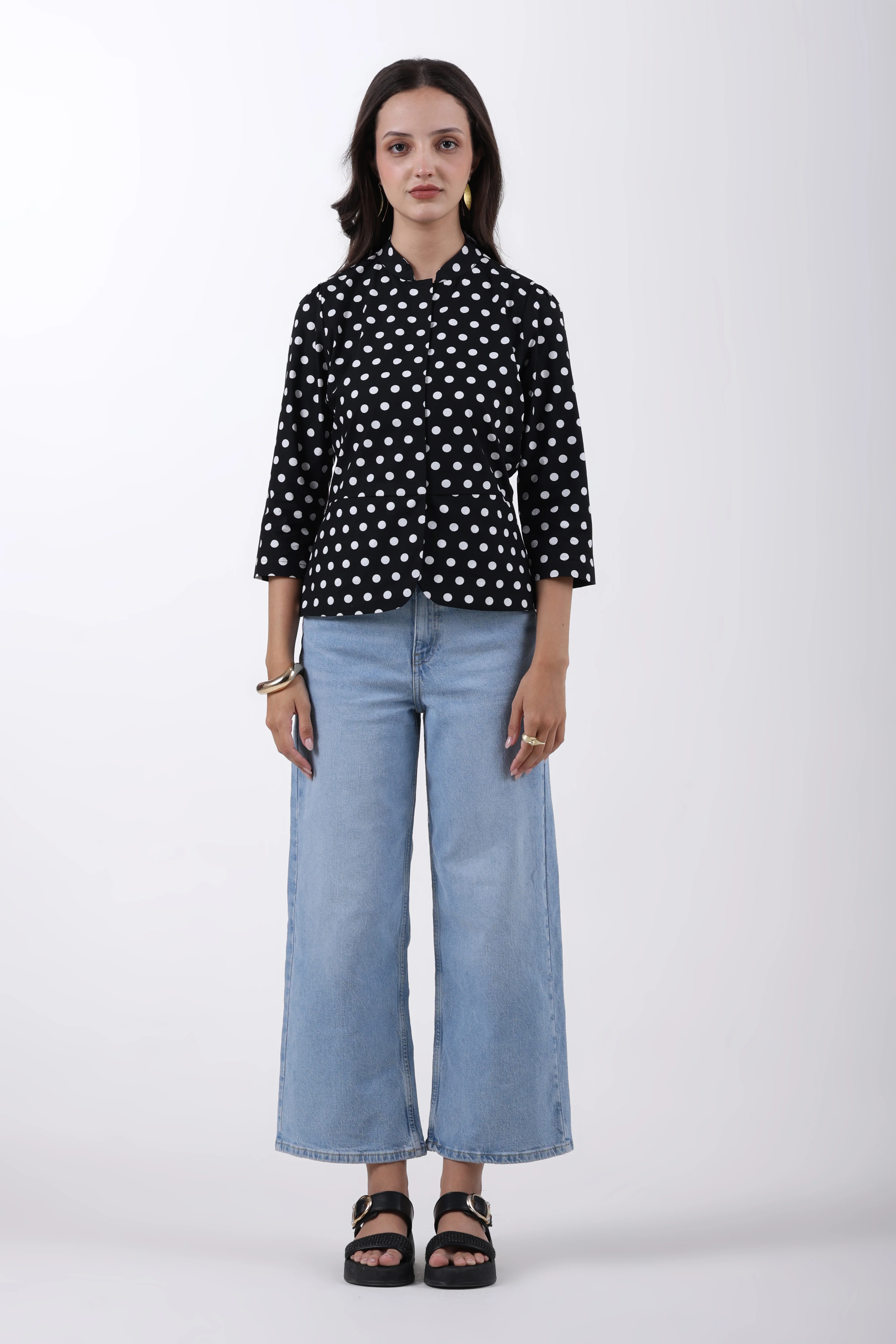 Midnight Orbit Peplum Cotton Top – Black - Image 3