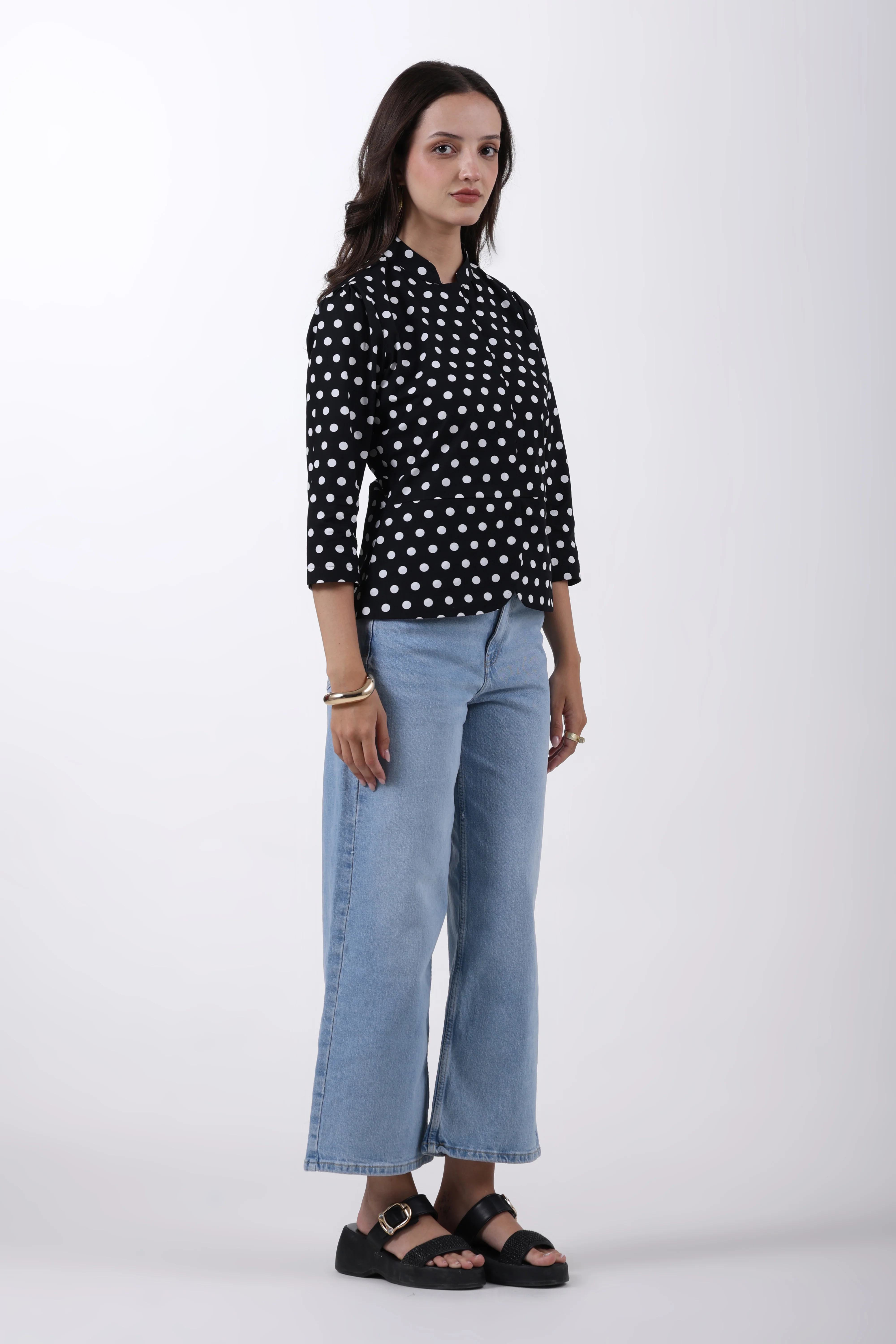 Midnight Orbit Peplum Cotton Top – Black - Image 4