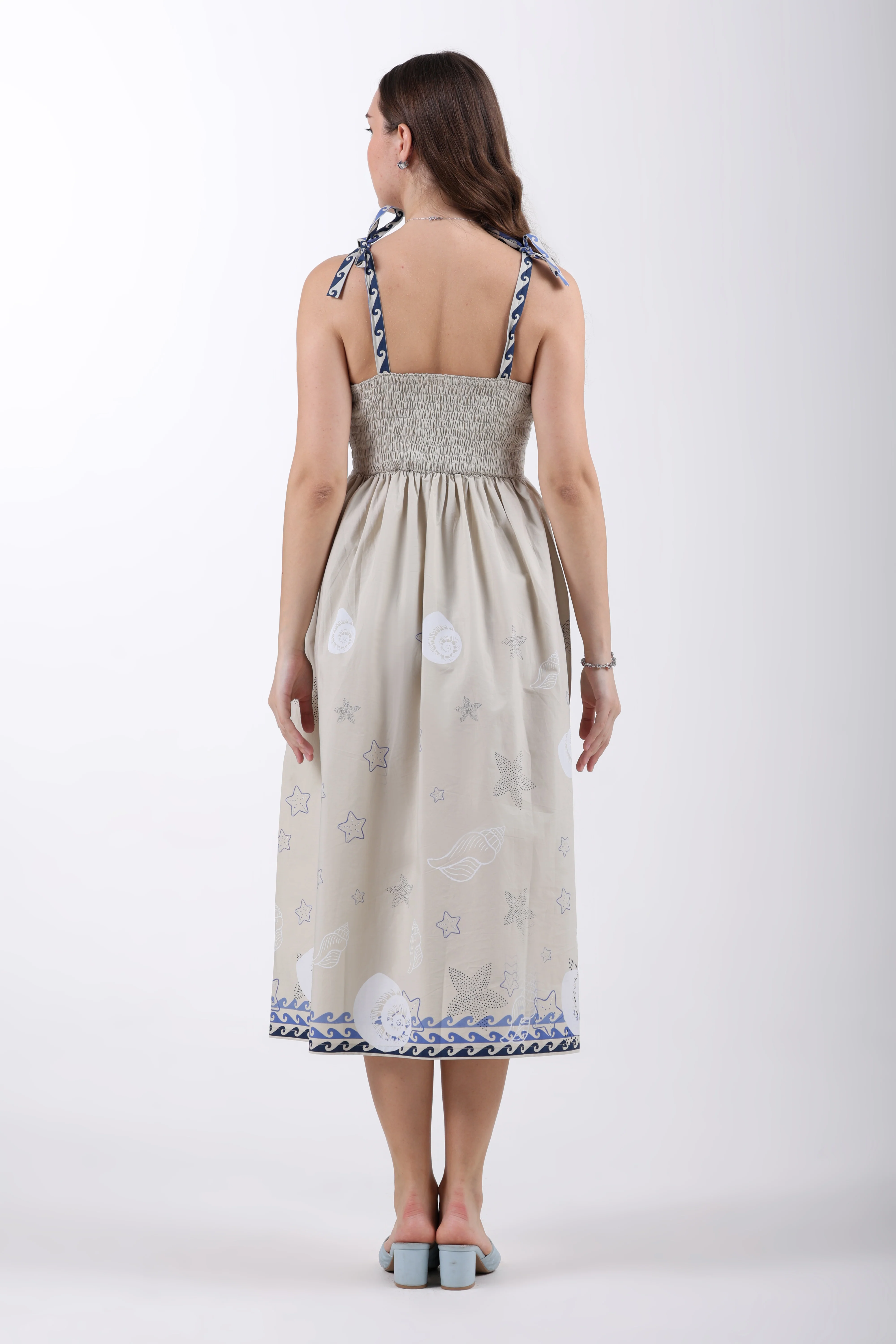 Ocean Breeze Cotton Dress – Sand Print - Image 8