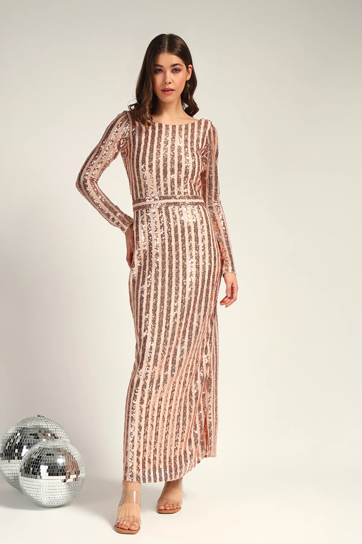 The Peach Fuzz Stunner Sequin Dress for Women - Image 2