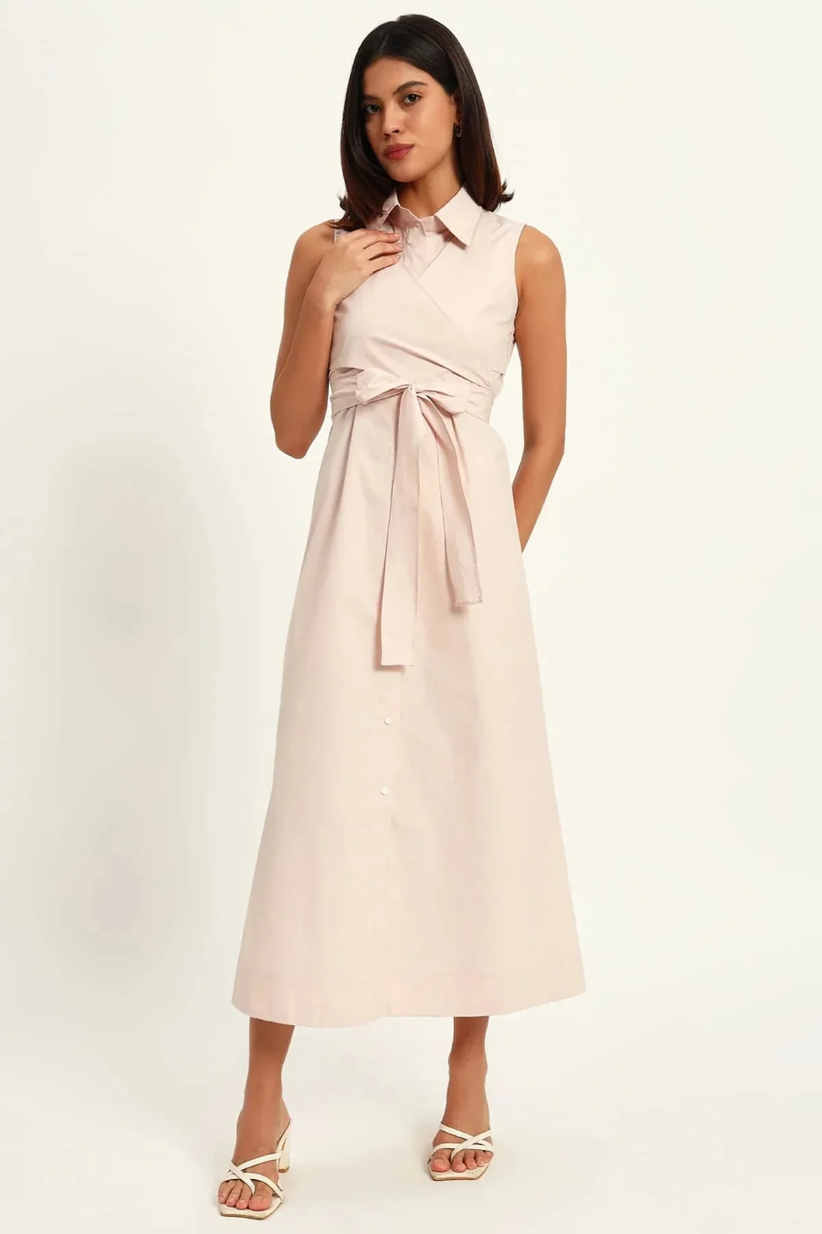 Pearl Charm A-Line Wrap Dress – Pearl White