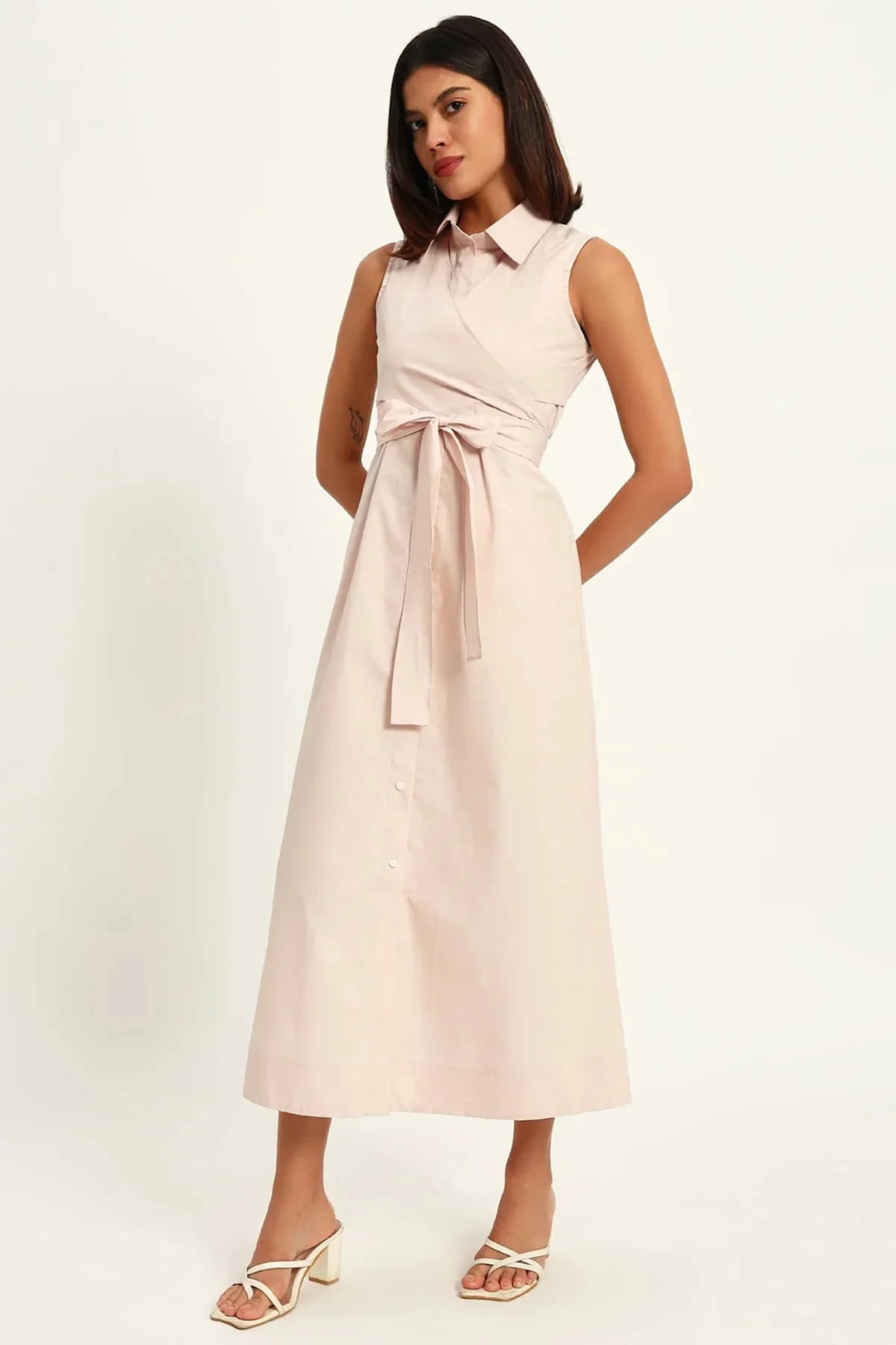 Pearl Charm A-Line Wrap Dress – Pearl White - Image 2