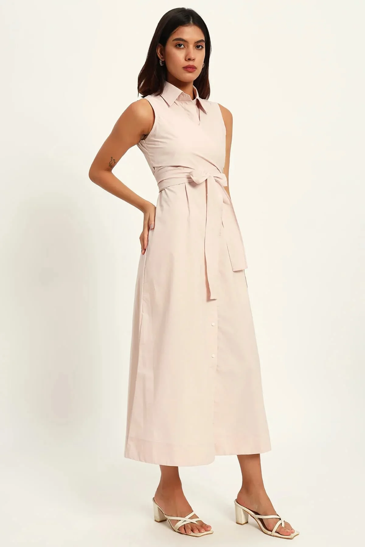 Pearl Charm A-Line Wrap Dress – Pearl White - Image 3