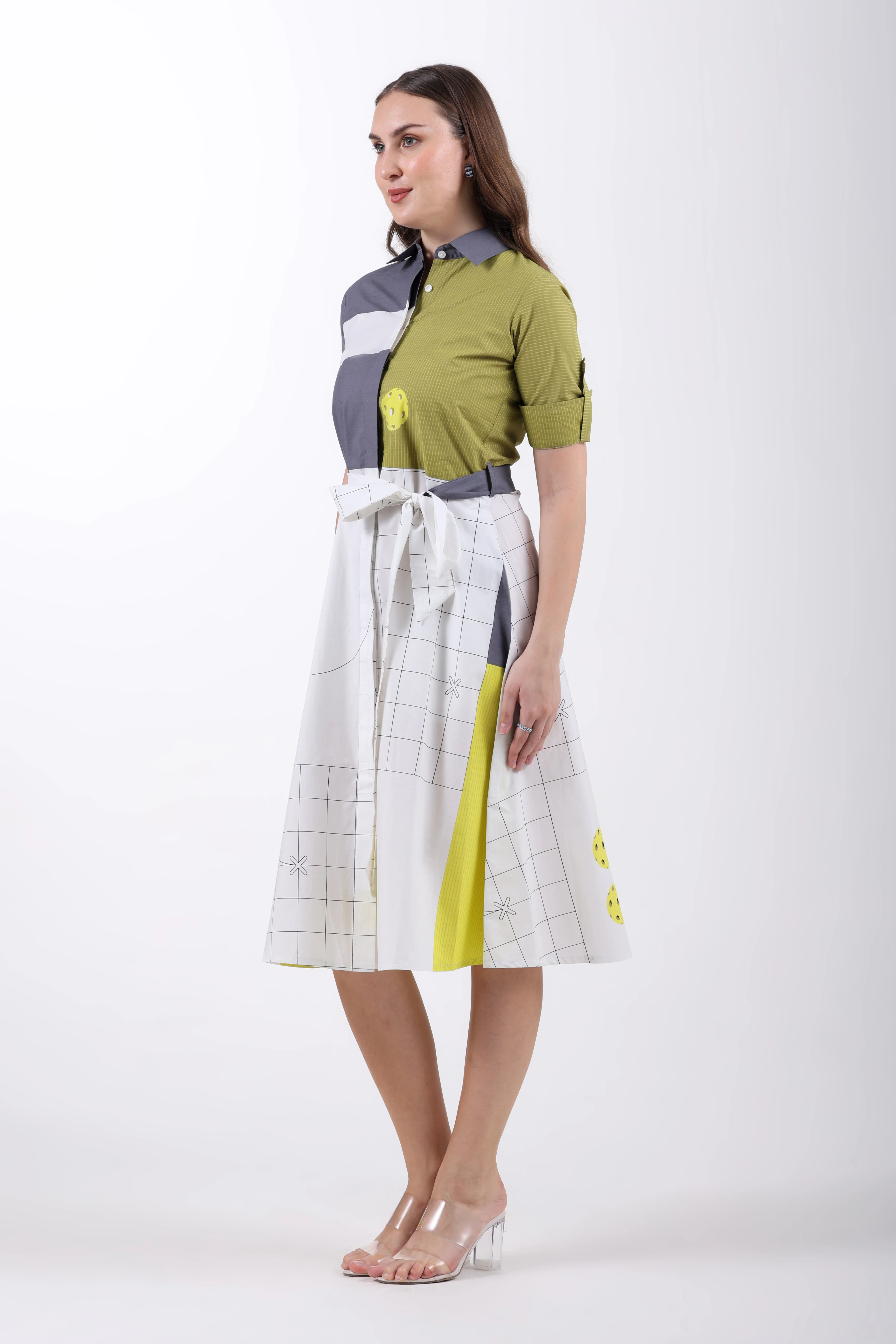 The Pickleball Edit Cotton Shirt Dress – Green - Image 5