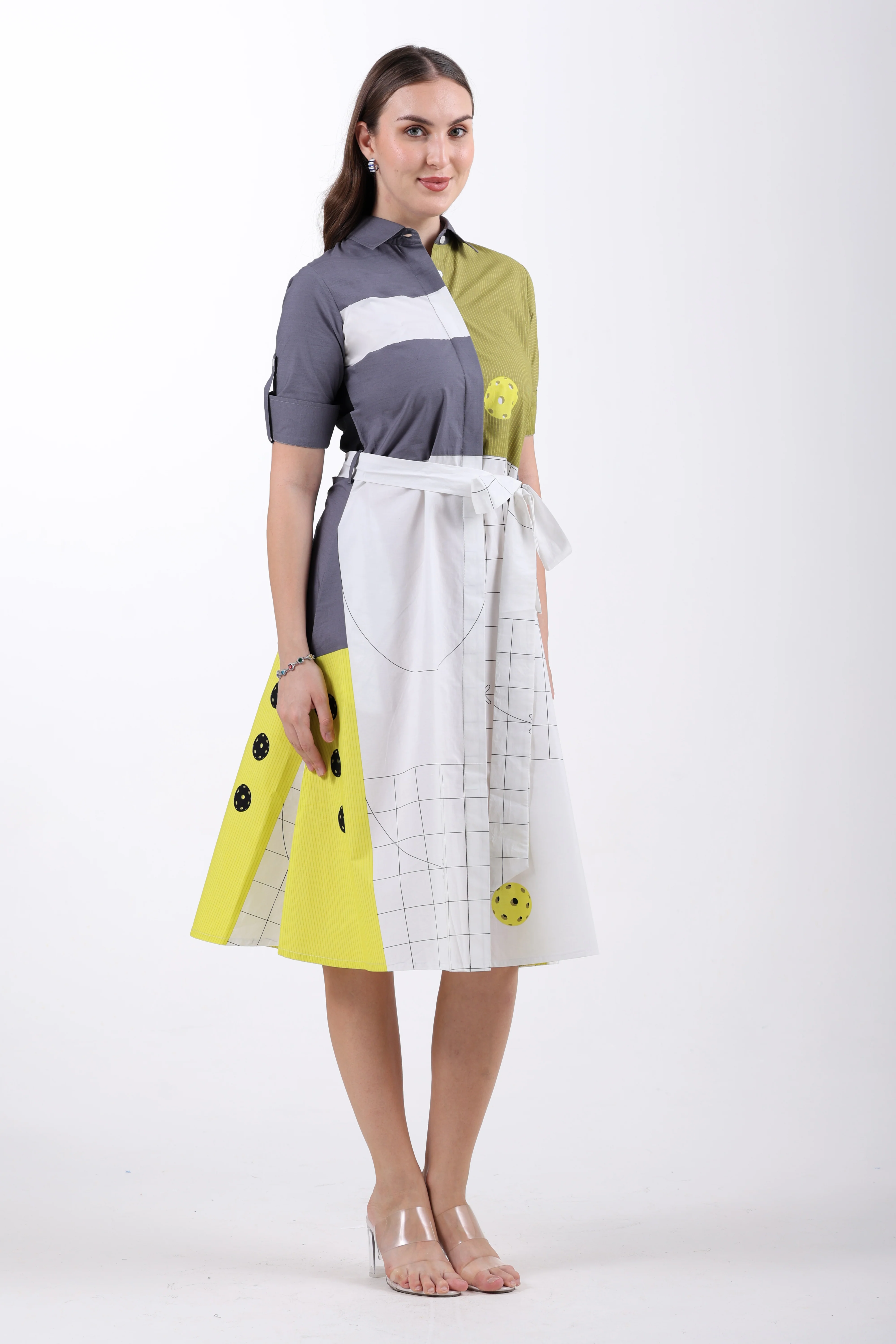 The Pickleball Edit Cotton Shirt Dress – Green - Image 6