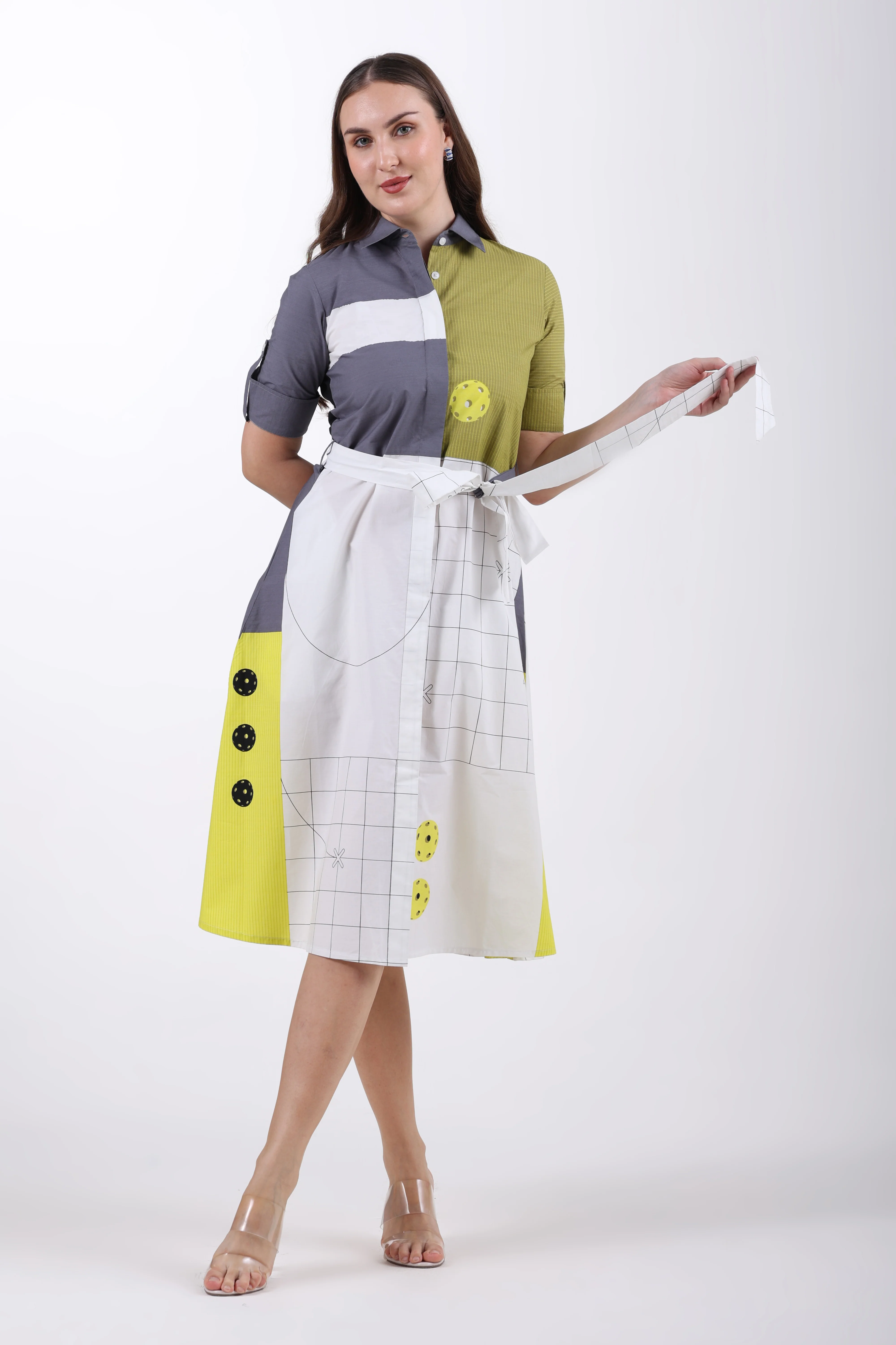 The Pickleball Edit Cotton Shirt Dress – Green - Image 8