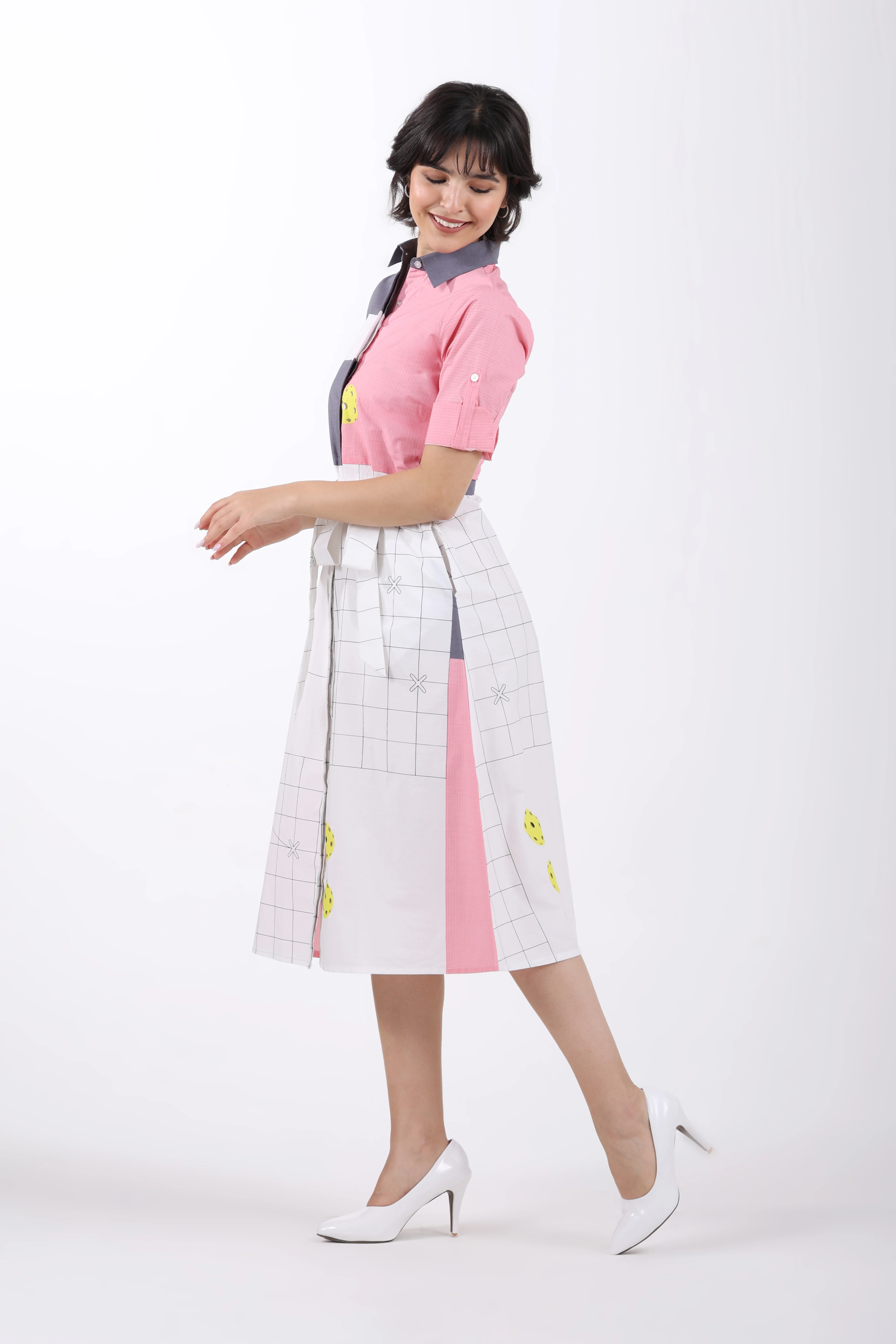 The Pickleball Edit Cotton Shirt Dress – Pink - Image 6