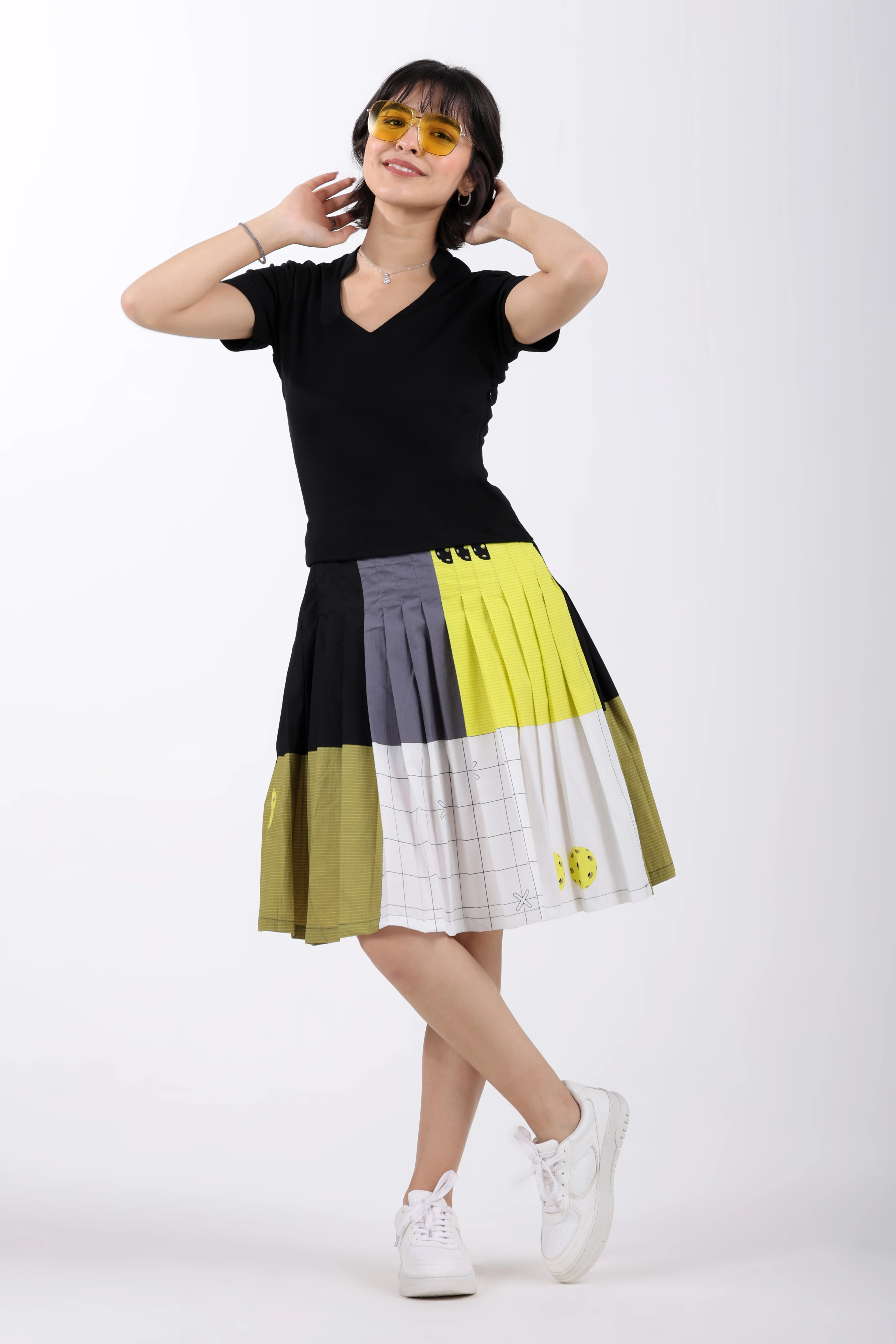 Pickleball Pleat Cotton Midi Dress – Green