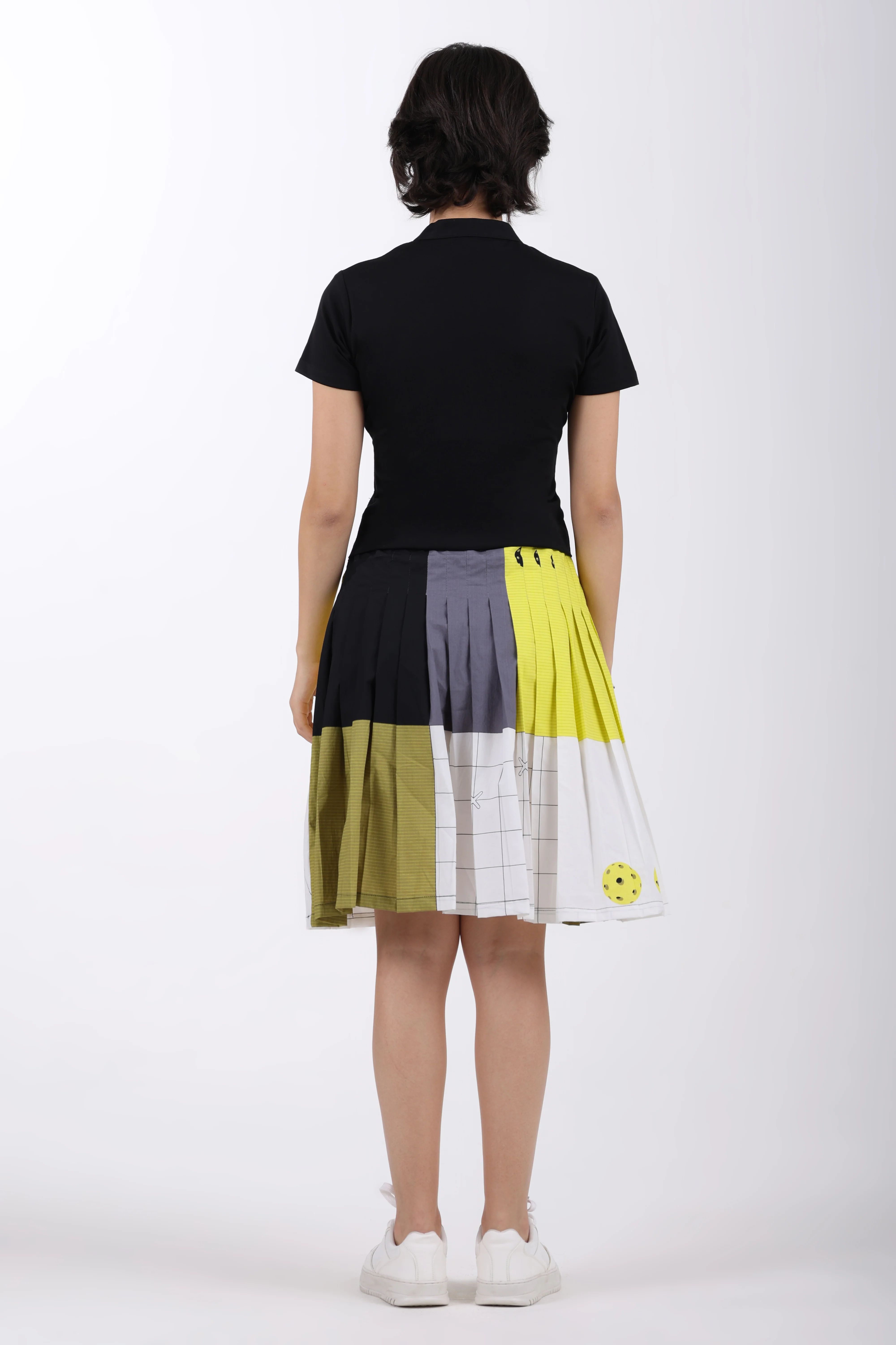 Pickleball Pleat Cotton Midi Dress – Green - Image 7