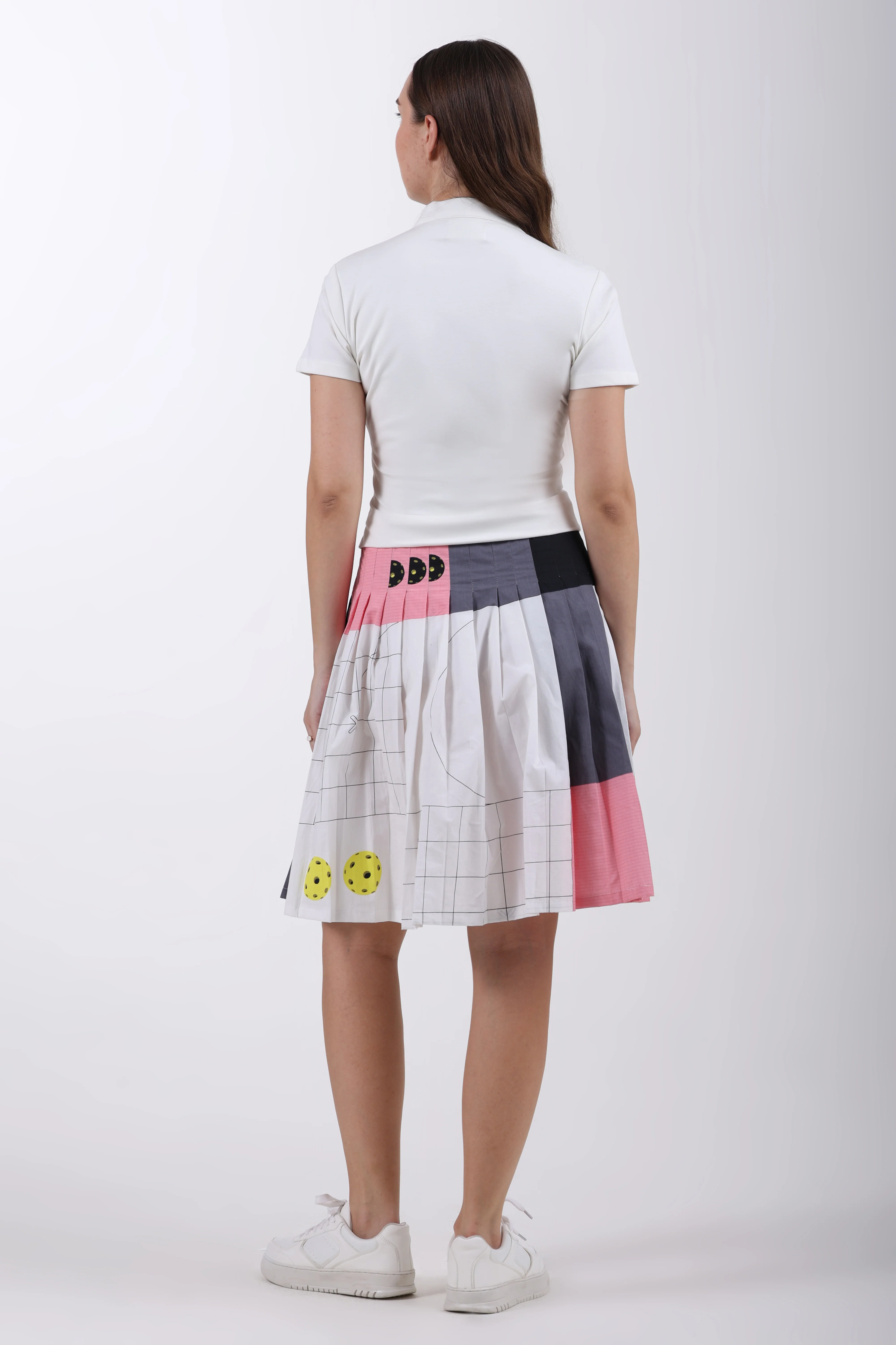 Pickleball Pleat Cotton Midi Dress – Pink - Image 8
