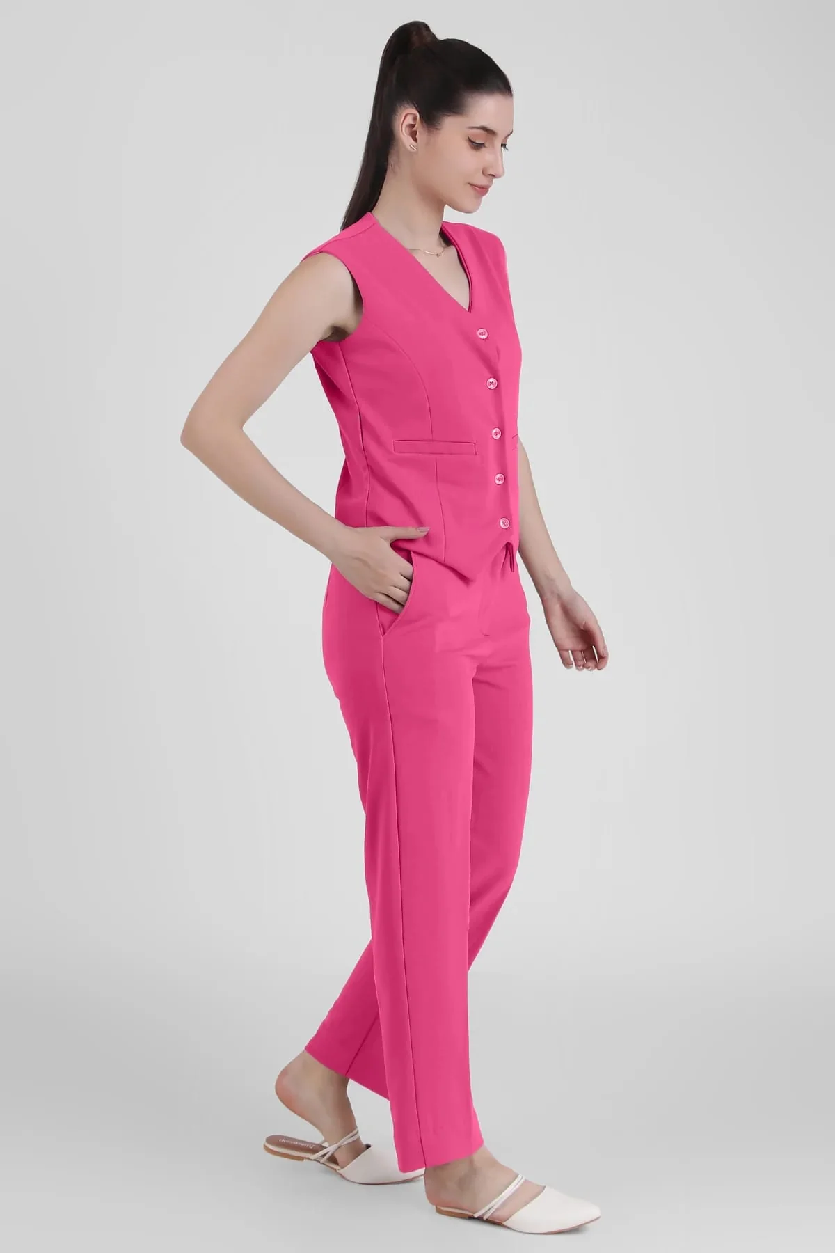 Waistcoat and Trousers Co-ord Set – Pink