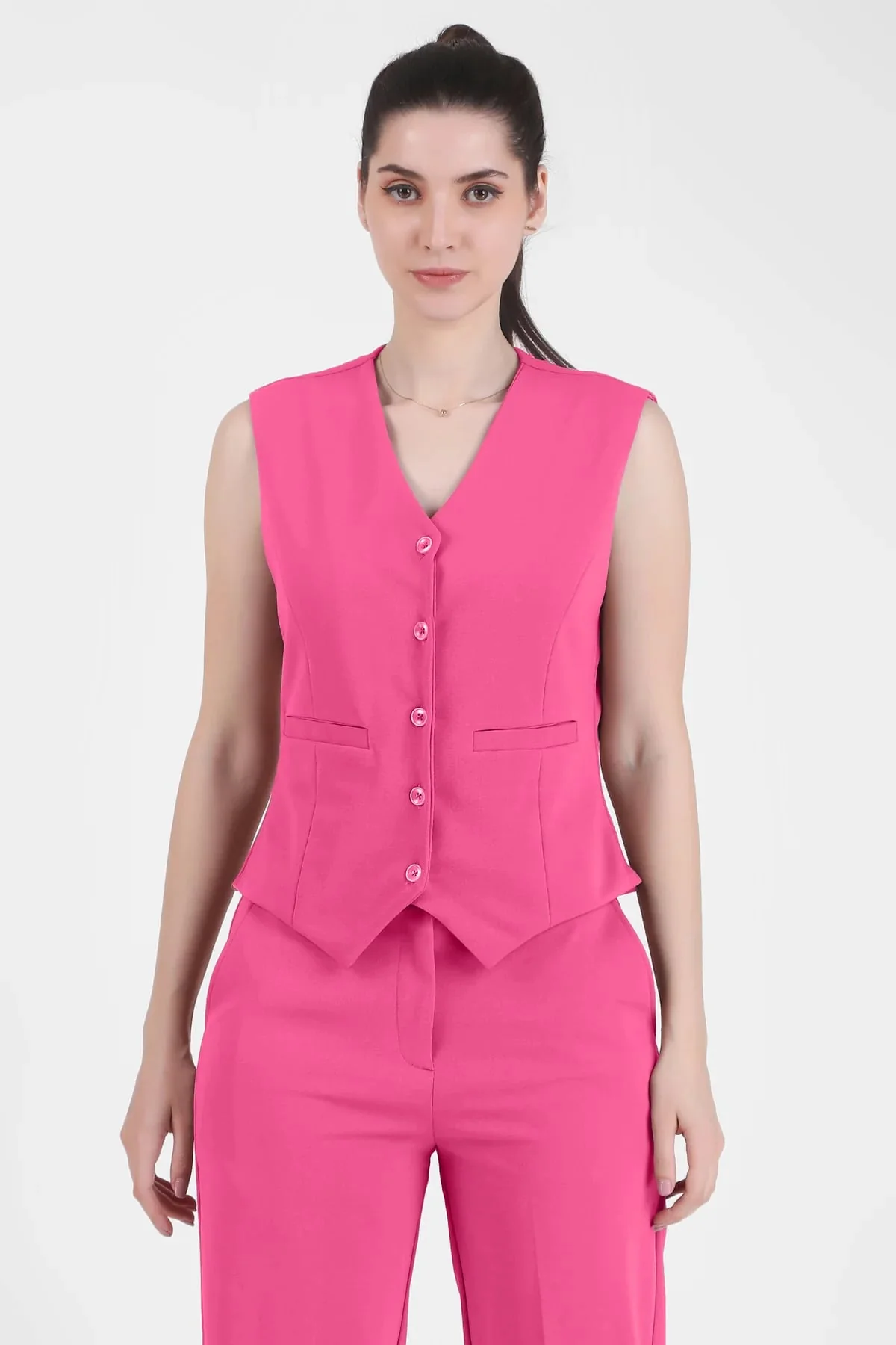 Waistcoat and Trousers Co-ord Set – Pink - Image 2