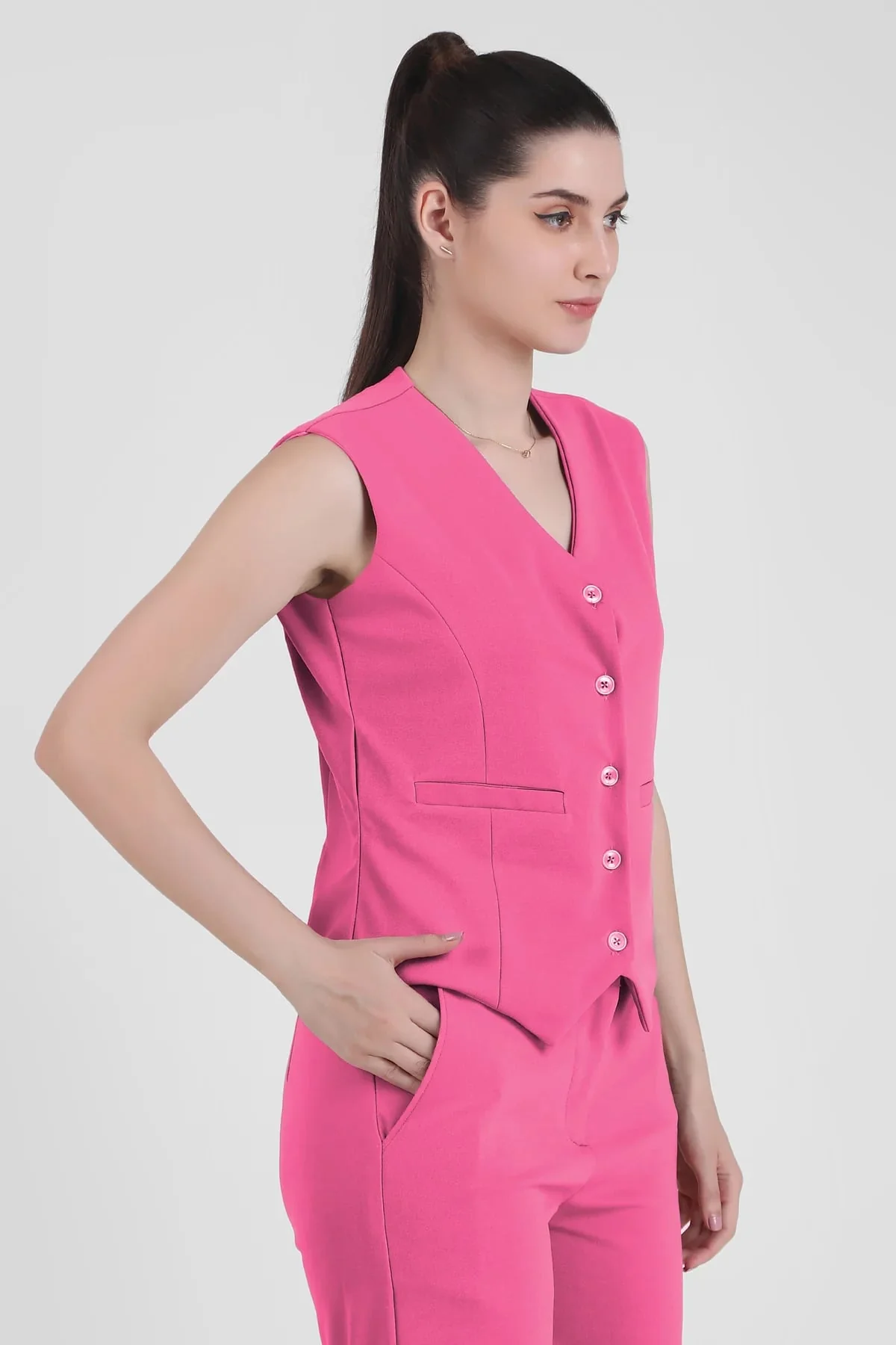 Waistcoat and Trousers Co-ord Set – Pink - Image 6