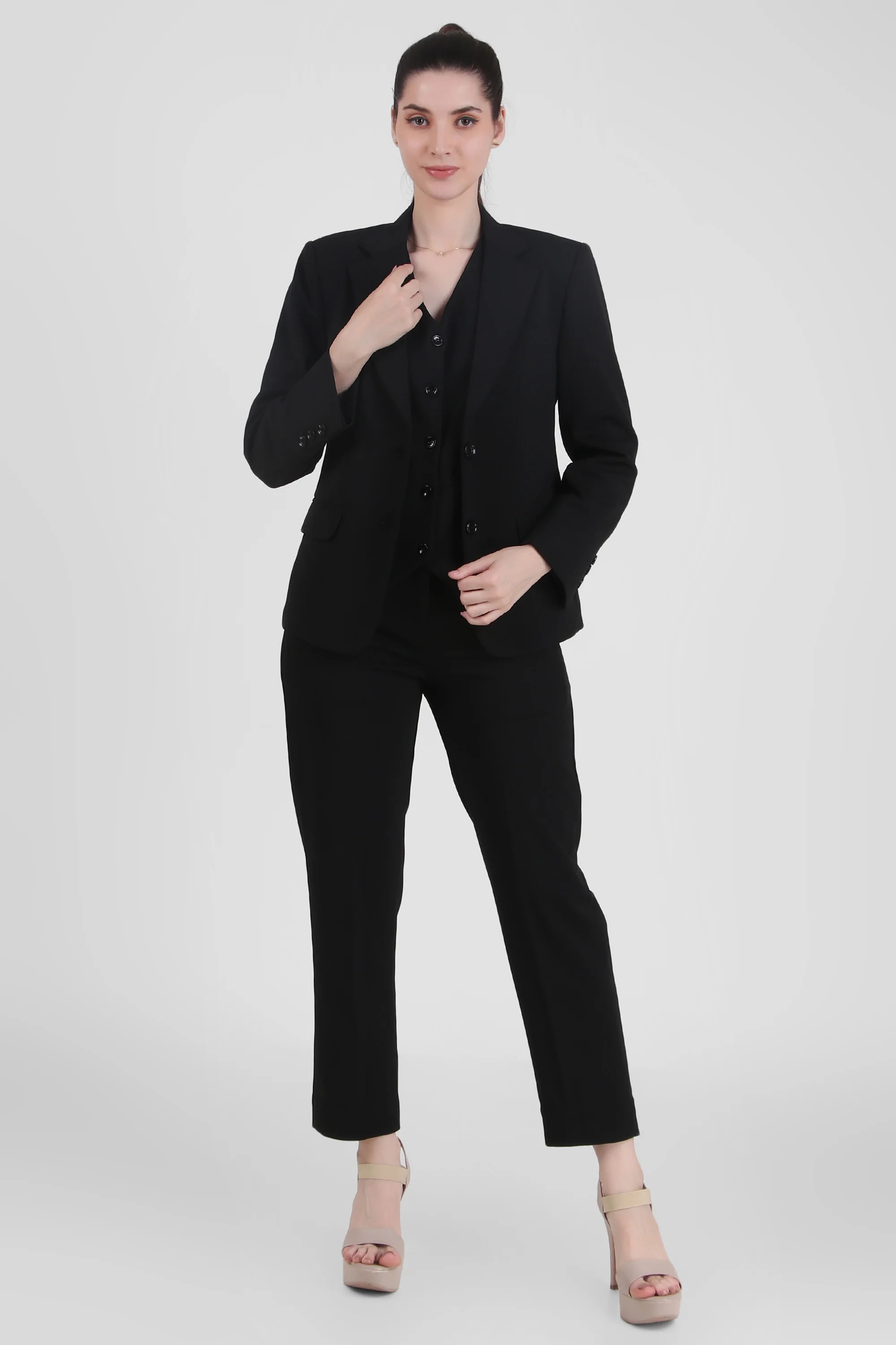 Power 3-Piece Suit Set – Black (Blazer, Waistcoat & Trousers) - Image 3