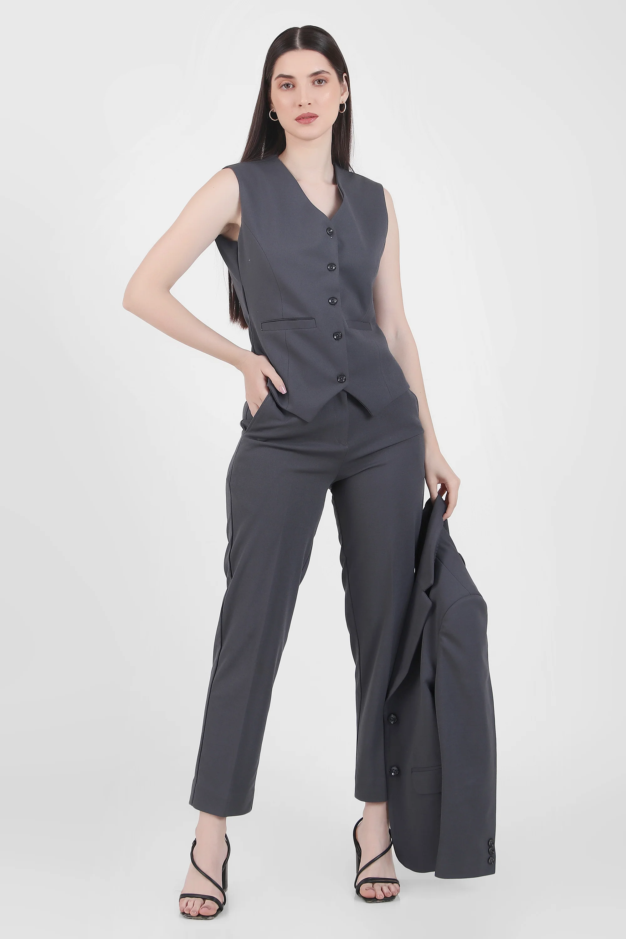 Power 3-Piece Suit Set – Bluish Grey (Blazer, Waistcoat & Trousers) - Image 10