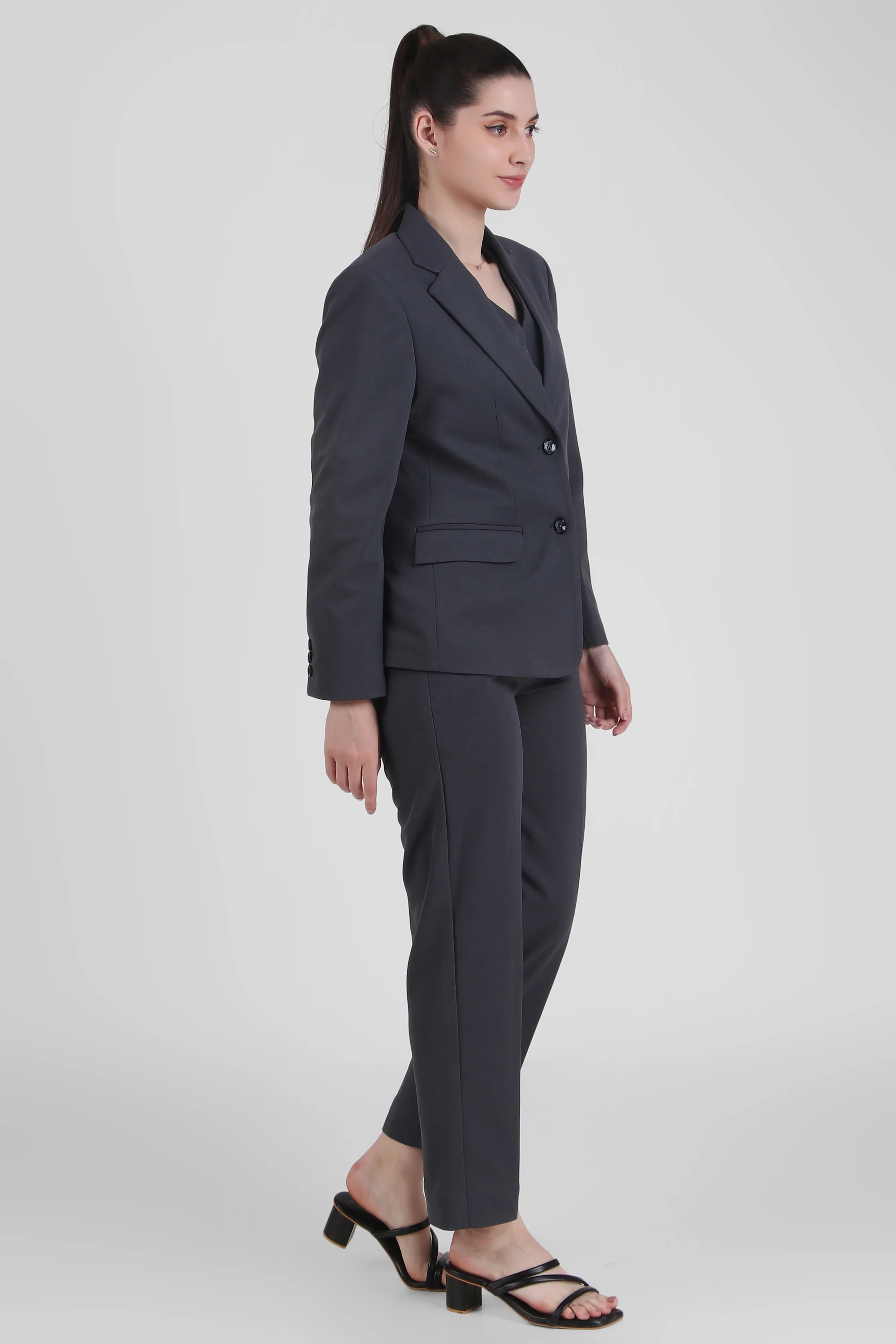 Power 3-Piece Suit Set – Bluish Grey (Blazer, Waistcoat & Trousers) - Image 3