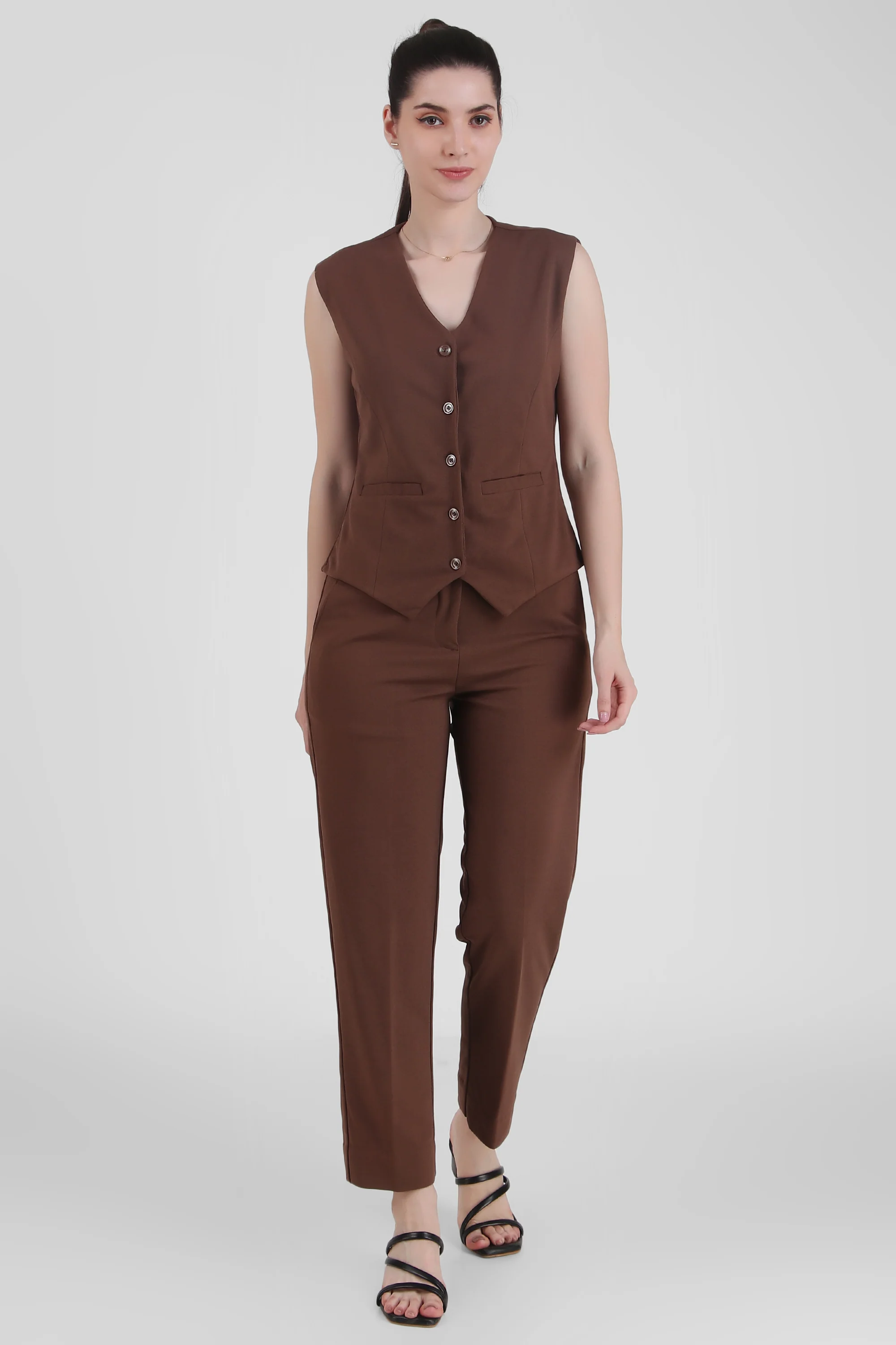 Power 3-Piece Suit Set – Brown (Blazer, Waistcoat & Trousers) - Image 6