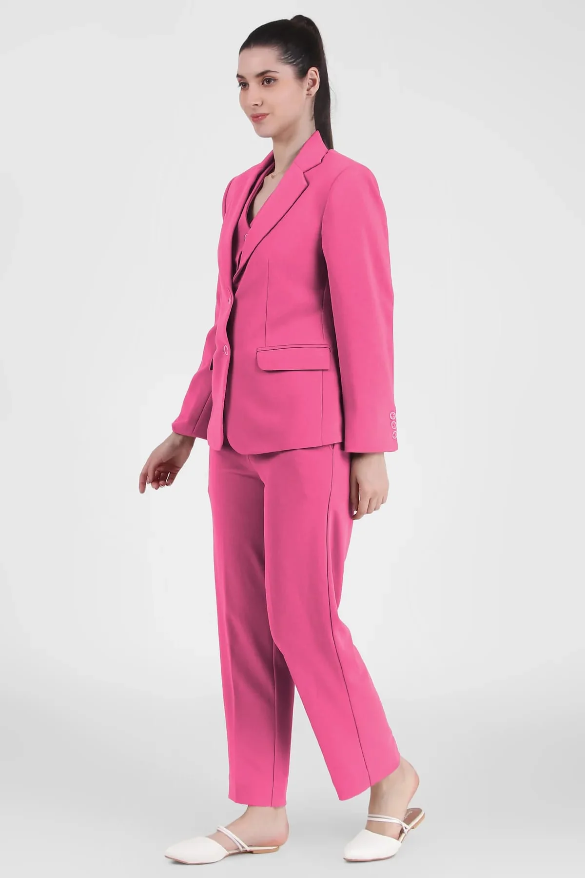 Power 3-Piece Suit Set – Fuchsia (Blazer, Waistcoat & Trousers) - Image 4