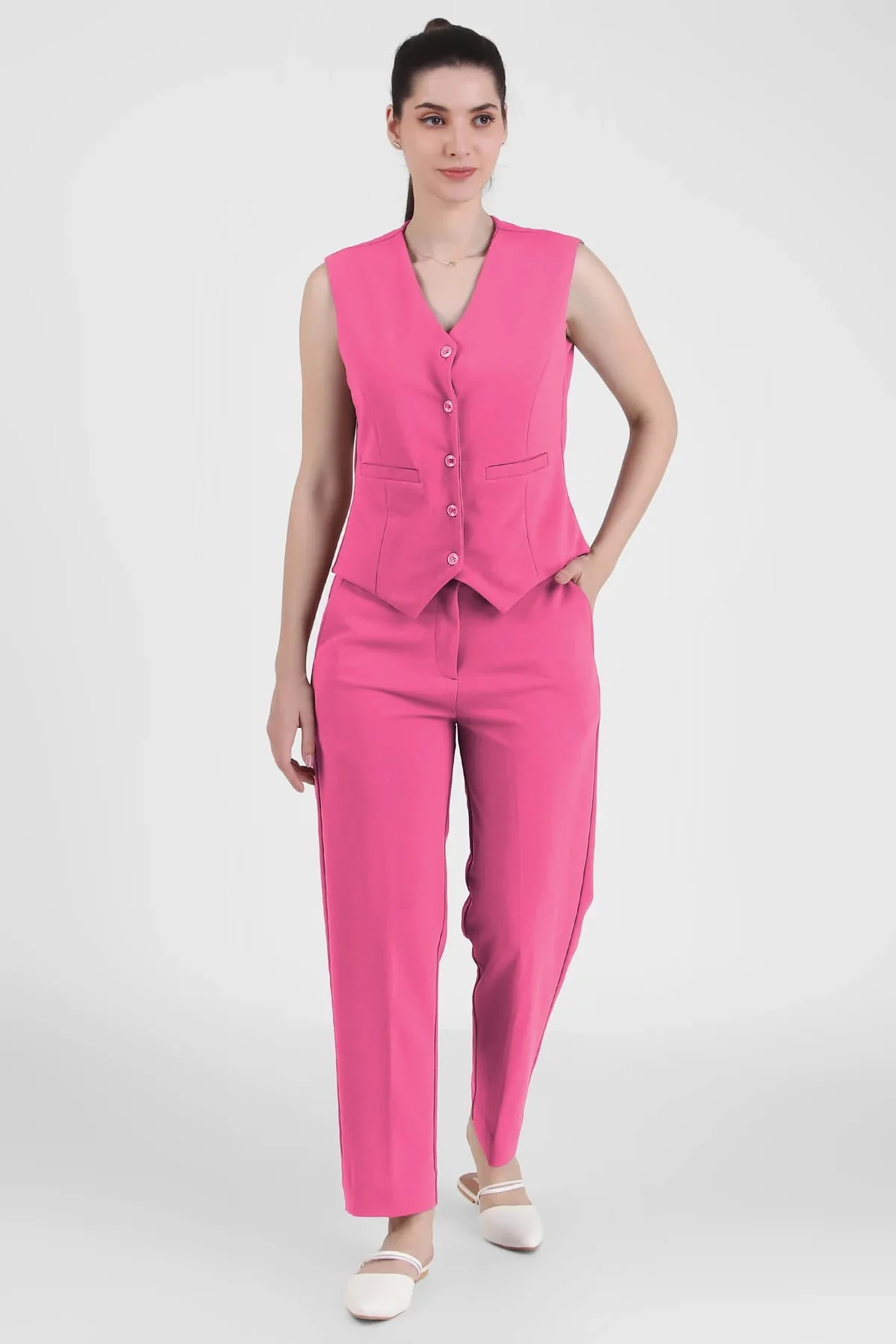 Power 3-Piece Suit Set – Fuchsia (Blazer, Waistcoat & Trousers) - Image 5