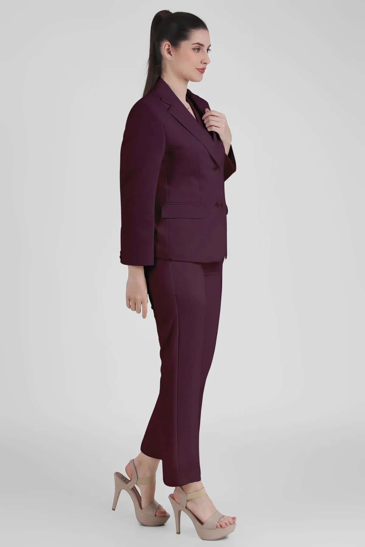 Power 3-Piece Suit Set – Plum (Blazer, Waistcoat & Trousers) - Image 3