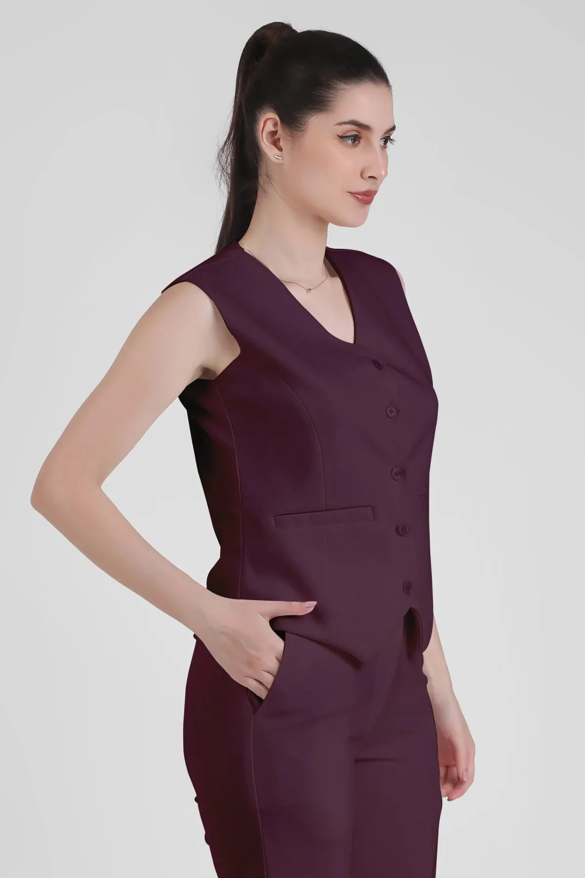 Power 3-Piece Suit Set – Plum (Blazer, Waistcoat & Trousers) - Image 6
