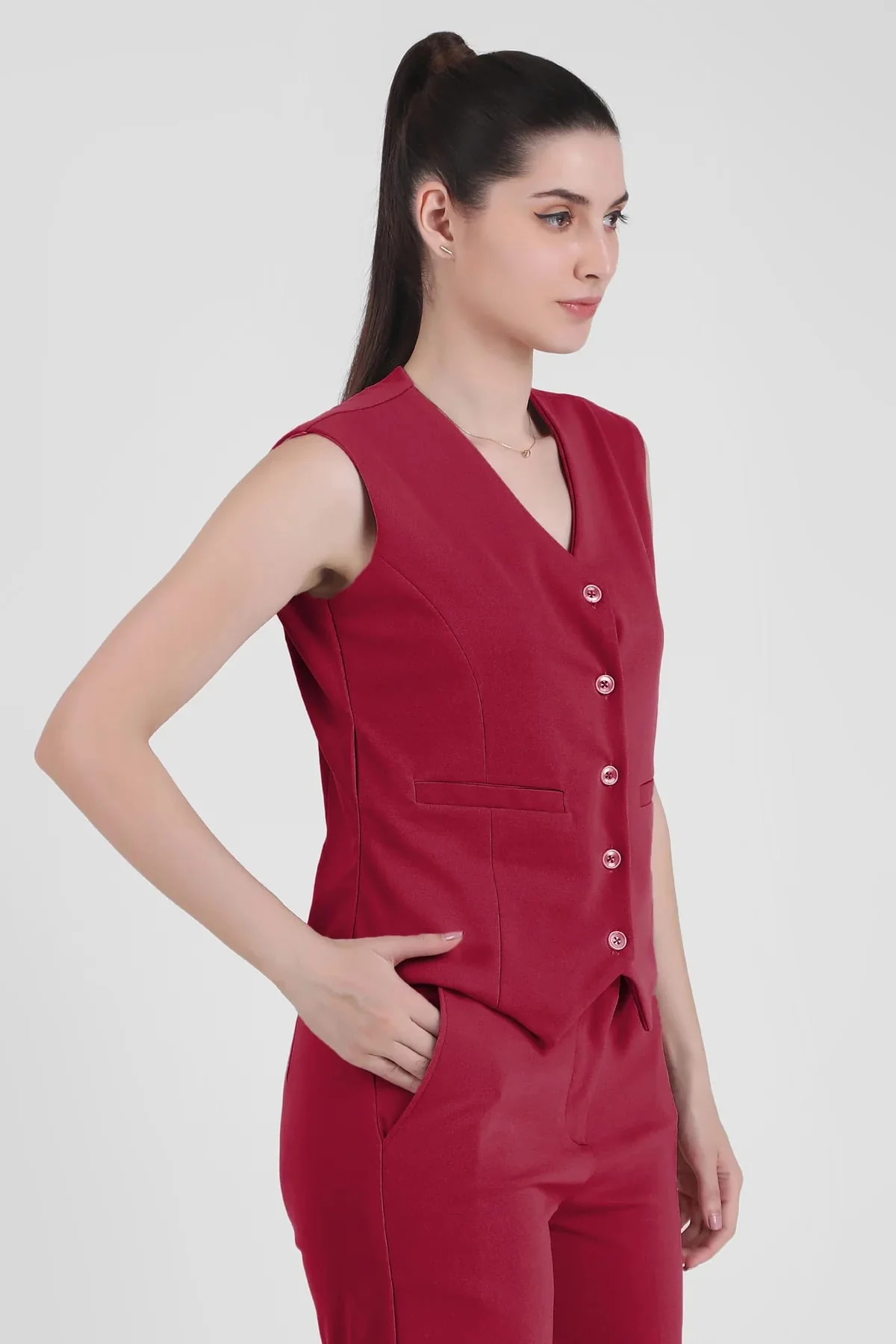 Power 3-Piece Suit Set – Red (Blazer, Waistcoat & Trousers) - Image 5