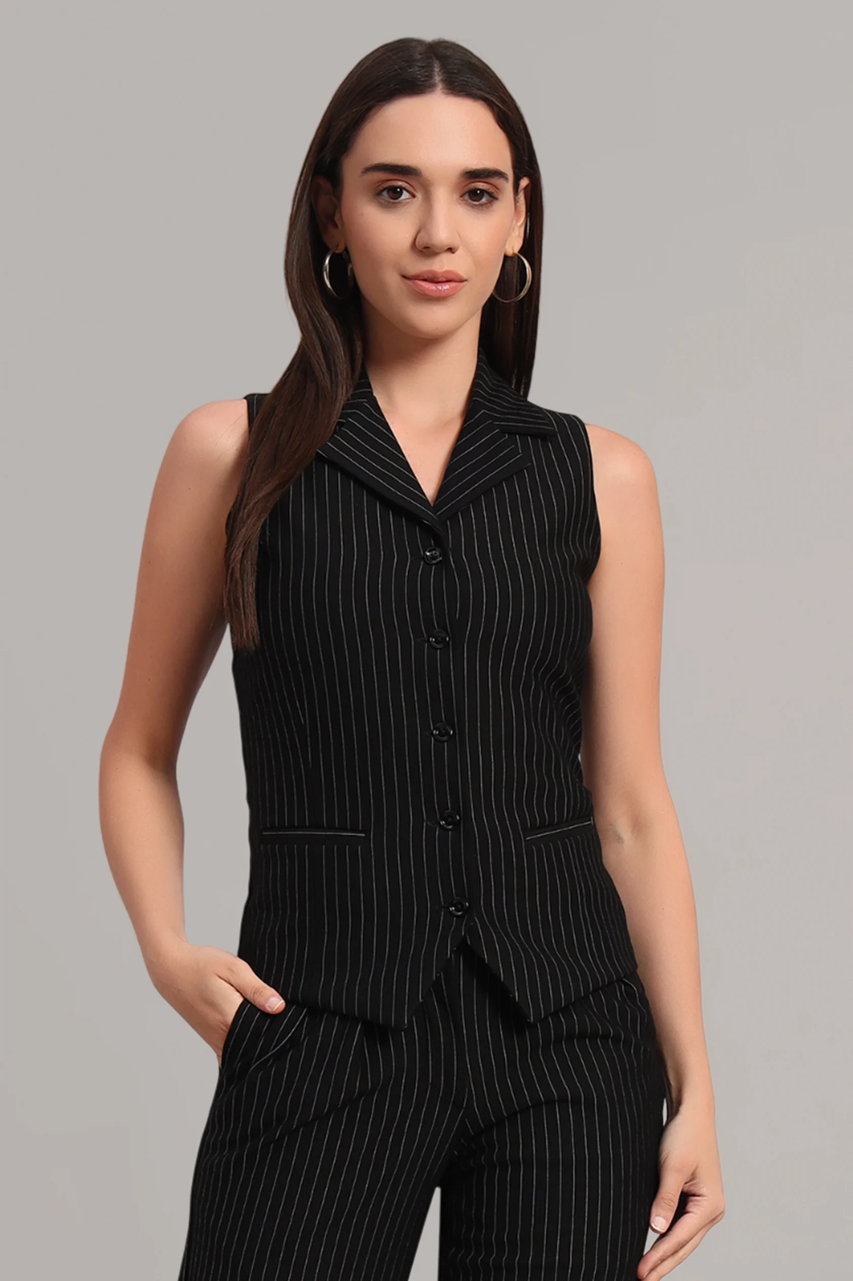 Power Pair Co-ord Set – Pinstripe Black - Image 2