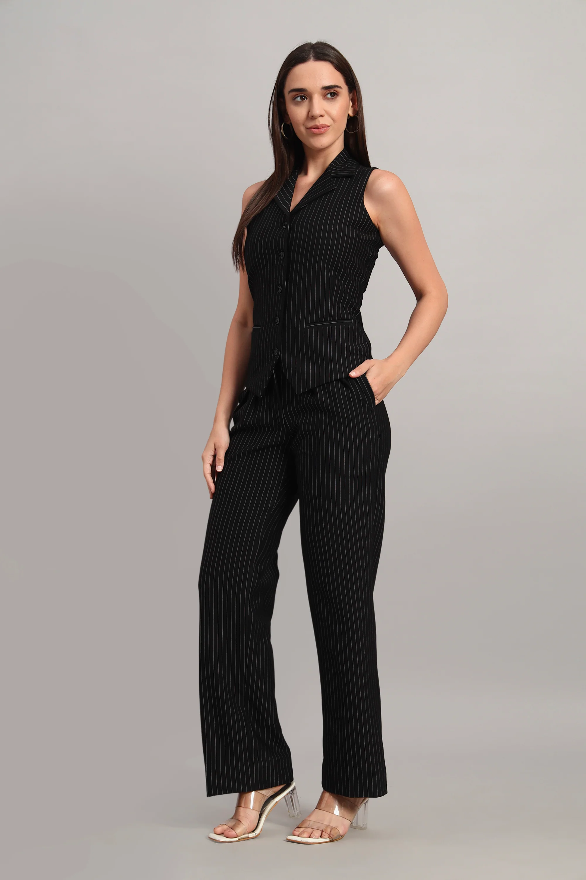 Power Pair Co-ord Set – Pinstripe Black - Image 5