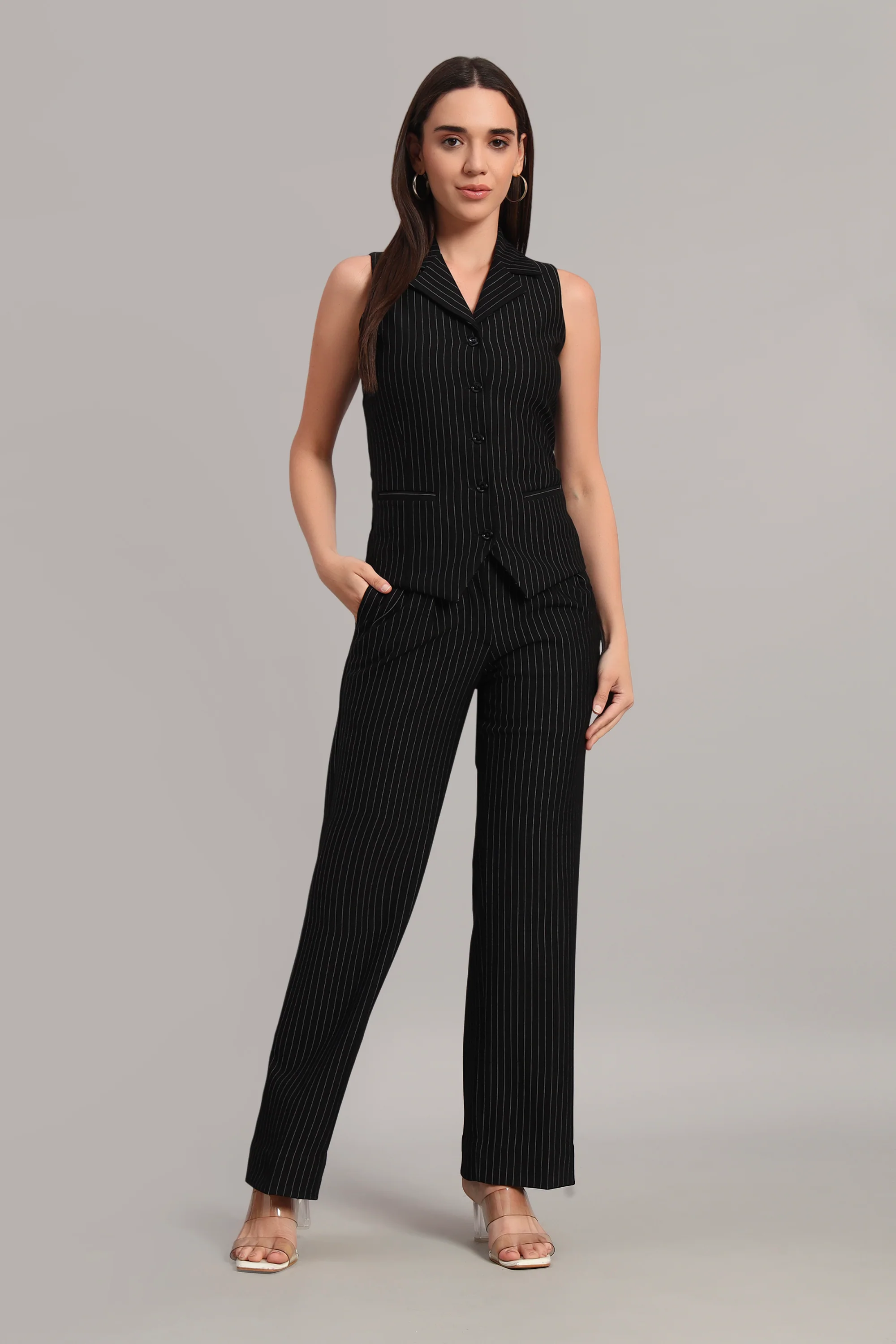 Power Pair Co-ord Set – Pinstripe Black - Image 6