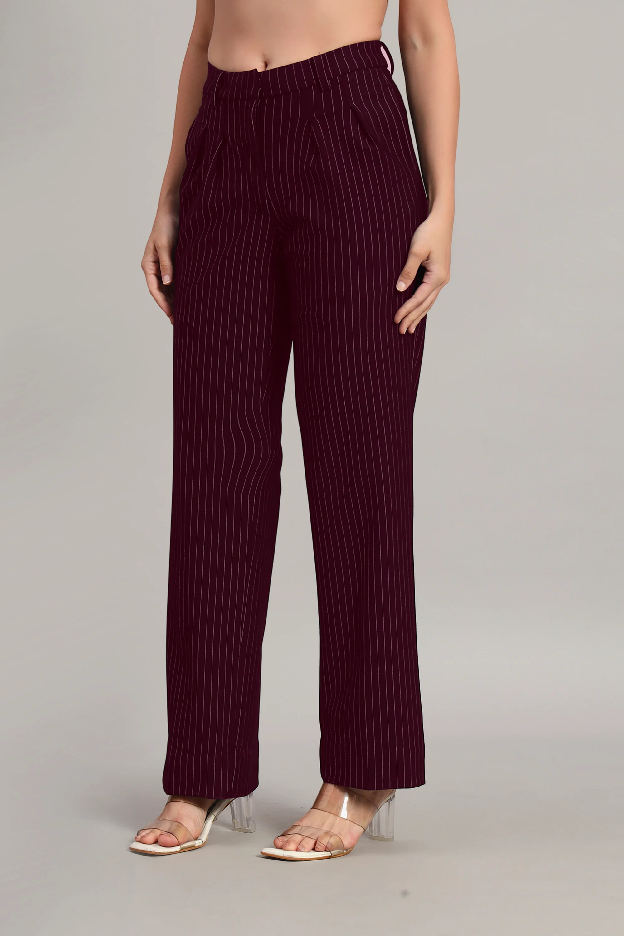 Power Pair Co-ord Set – Pinstripe Wine - Image 7