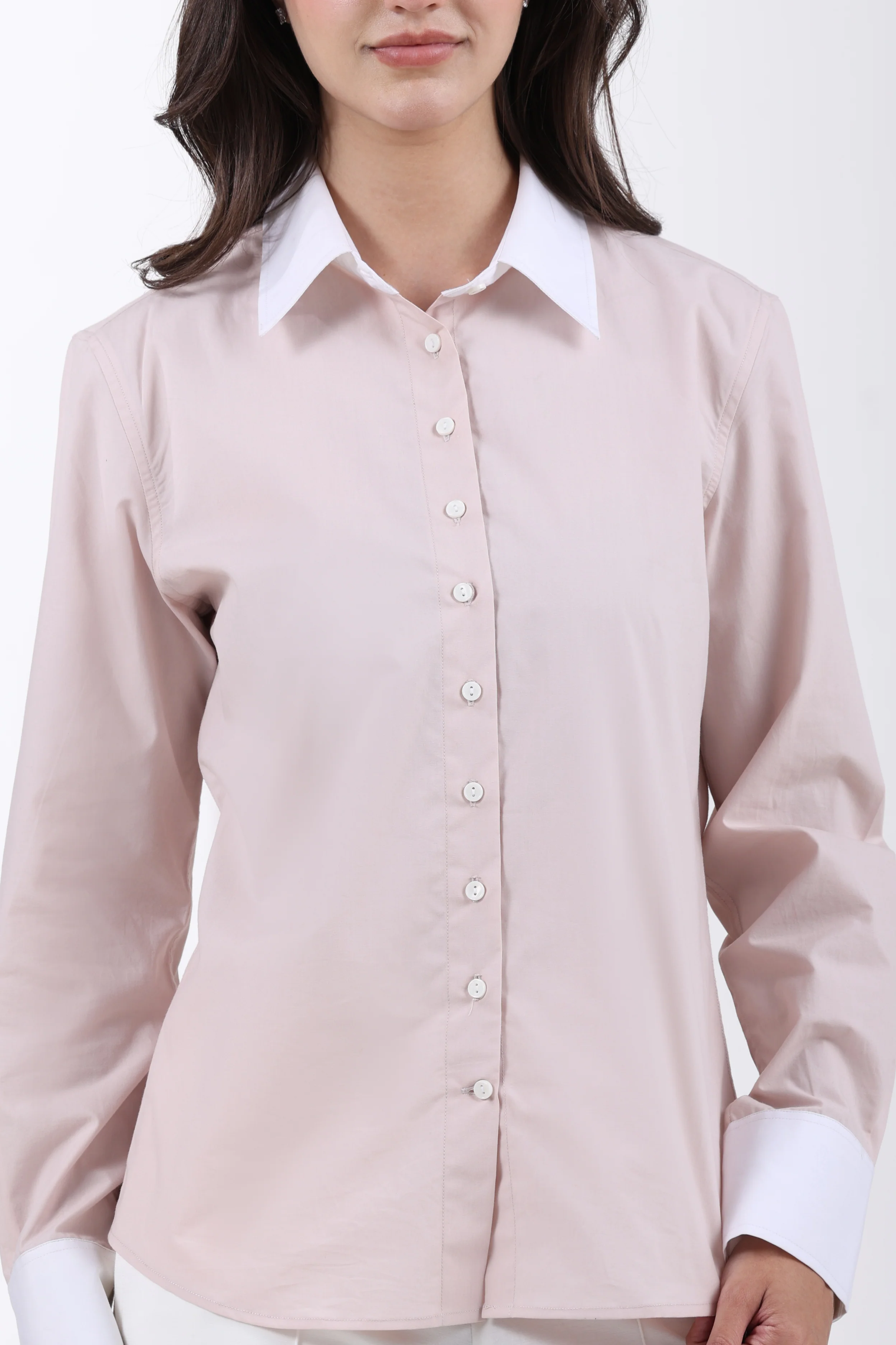 Premium Cotton Contrast Collar Shirt – Pearl Pink - Image 6