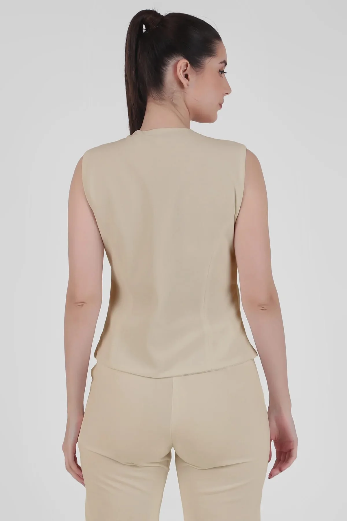 Waistcoat and Trousers Co-ord Set – Sand - Image 6