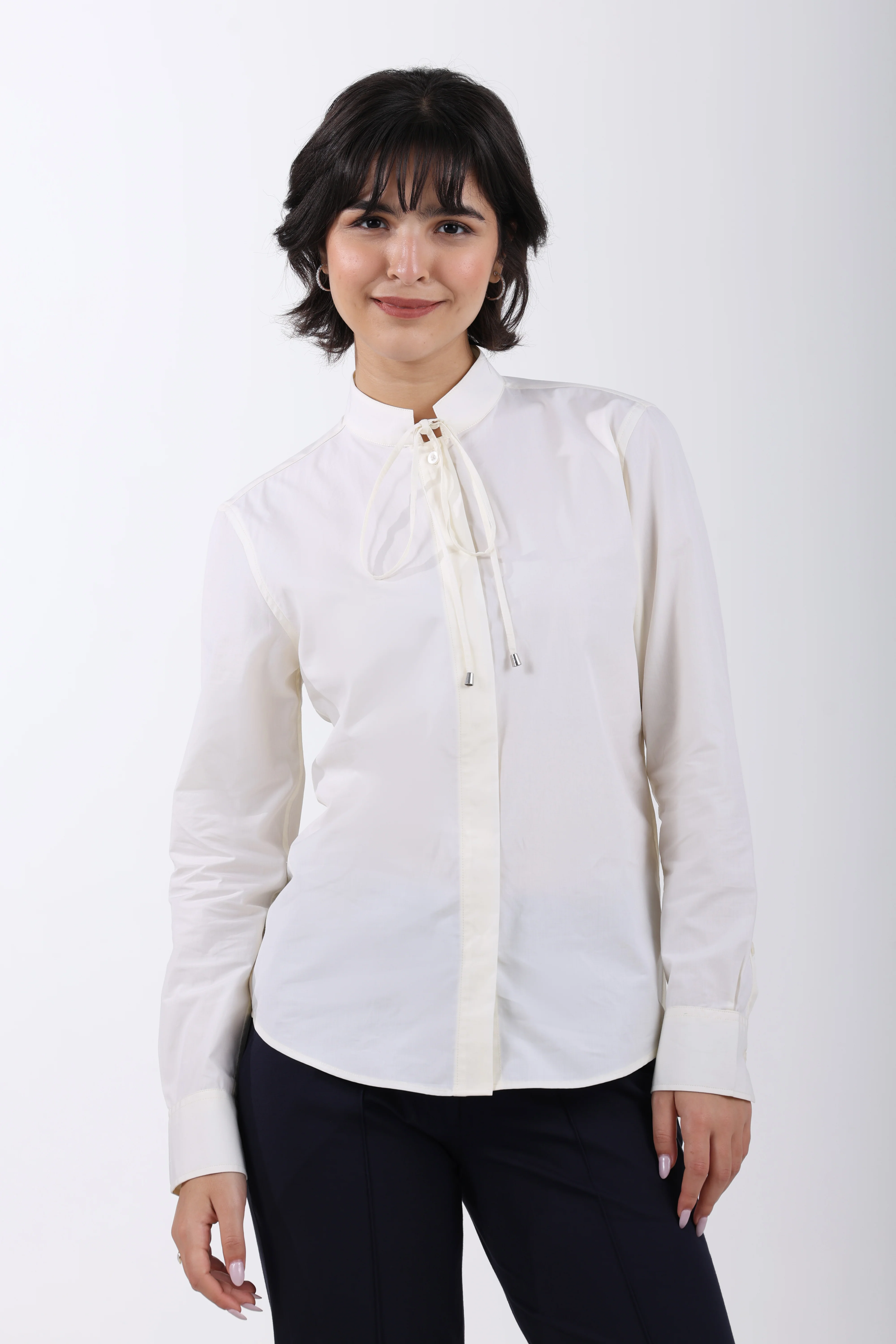 Signature 2-Ply Cotton Mandarin Collar Shirt – Butter Yellow - Image 4
