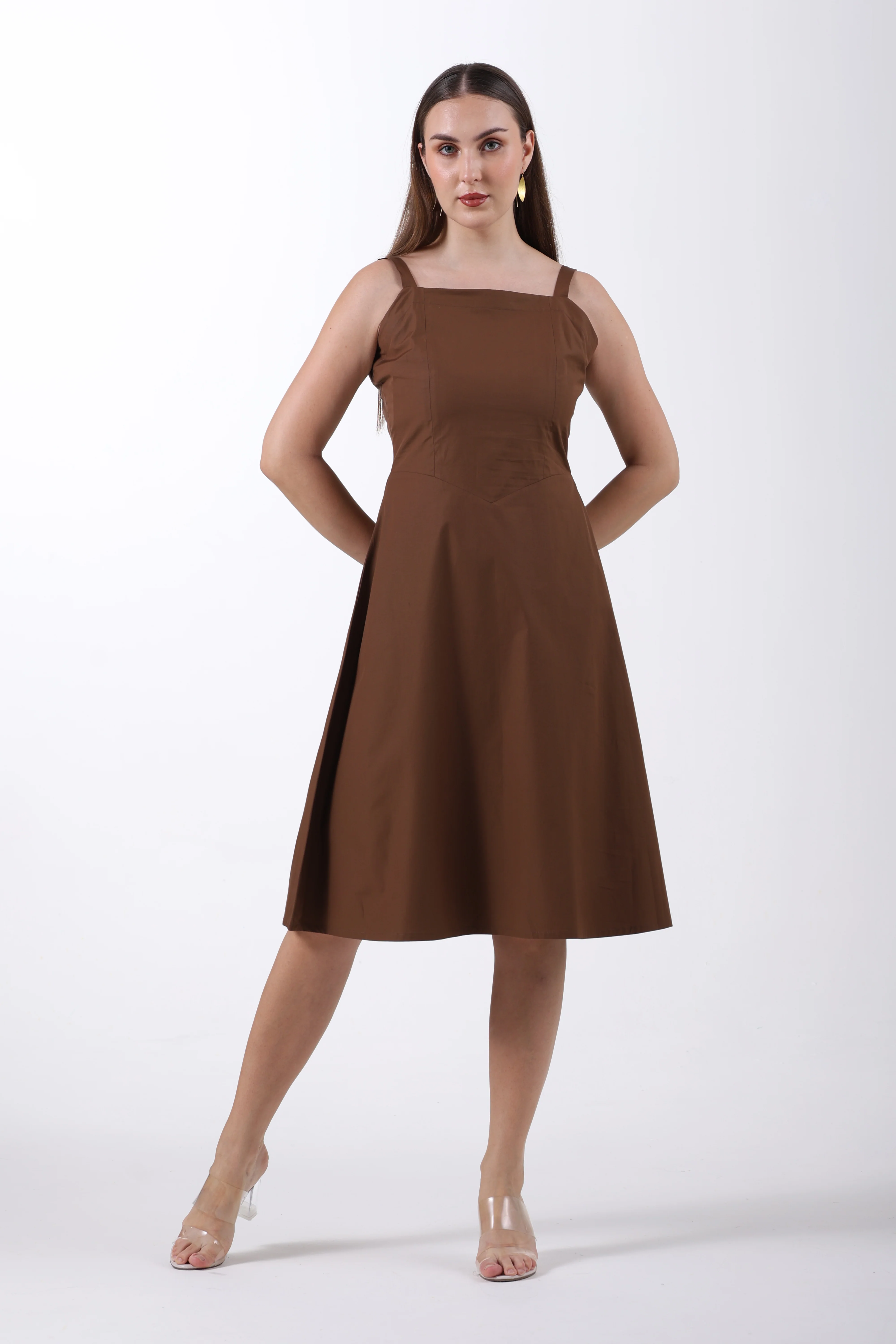 Signature 2-Ply Cotton Mocha Muse Midi Dress – Brown