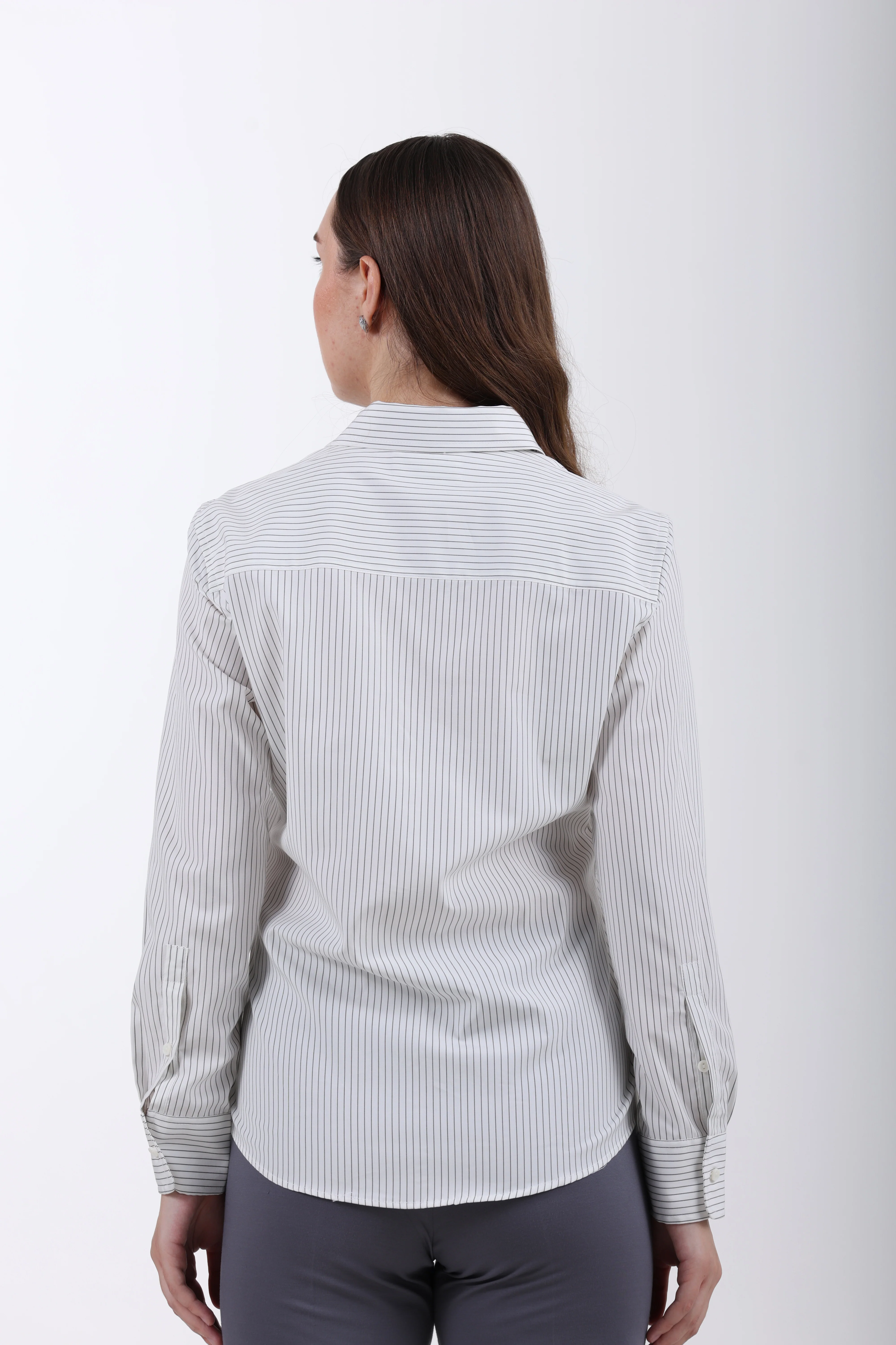 Signature 2-Ply Cotton Pinstripe Regular Fit Shirt – Grey - Image 8
