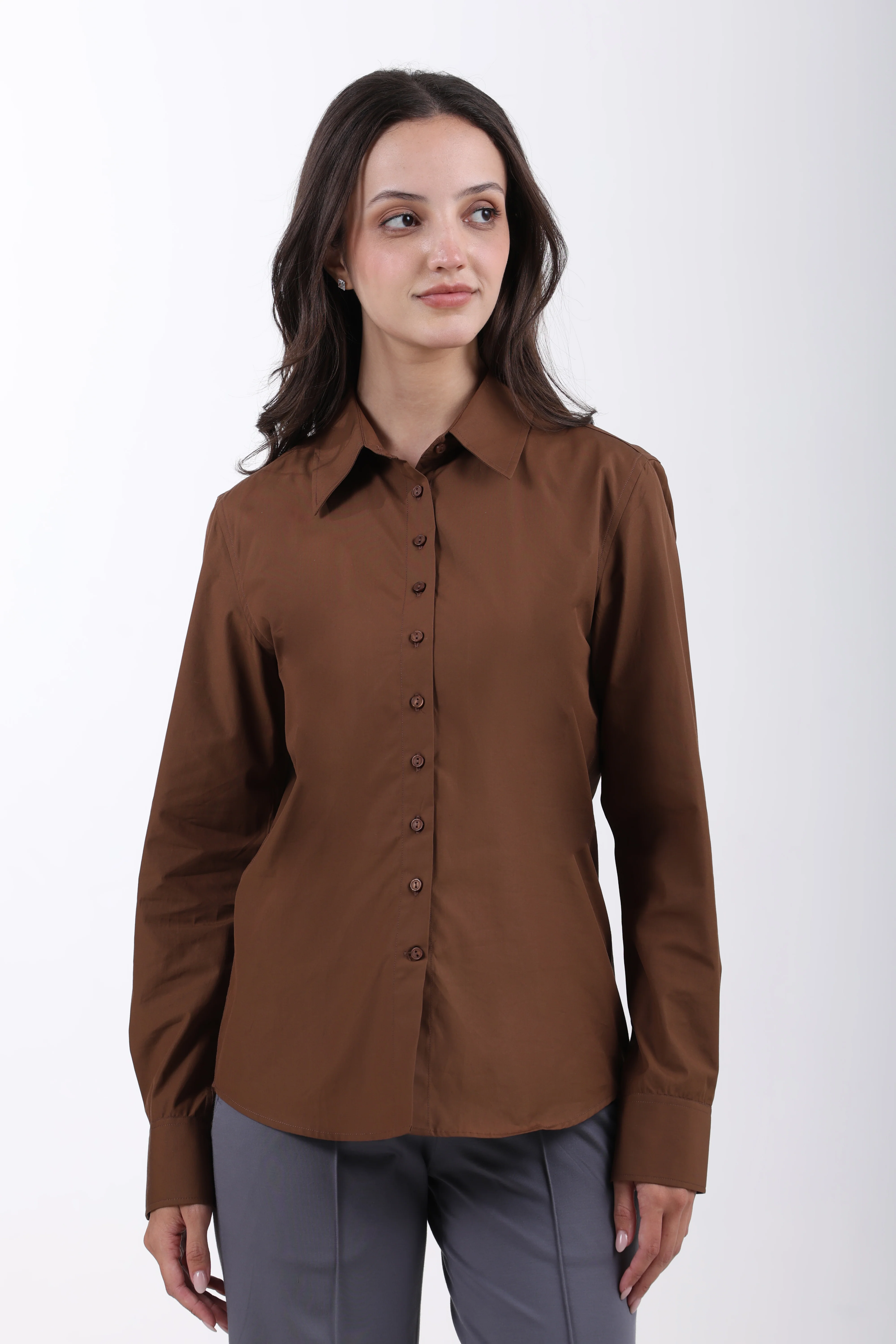 Signature 2-Ply Cotton Regular Fit Shirt – Brown - Image 3