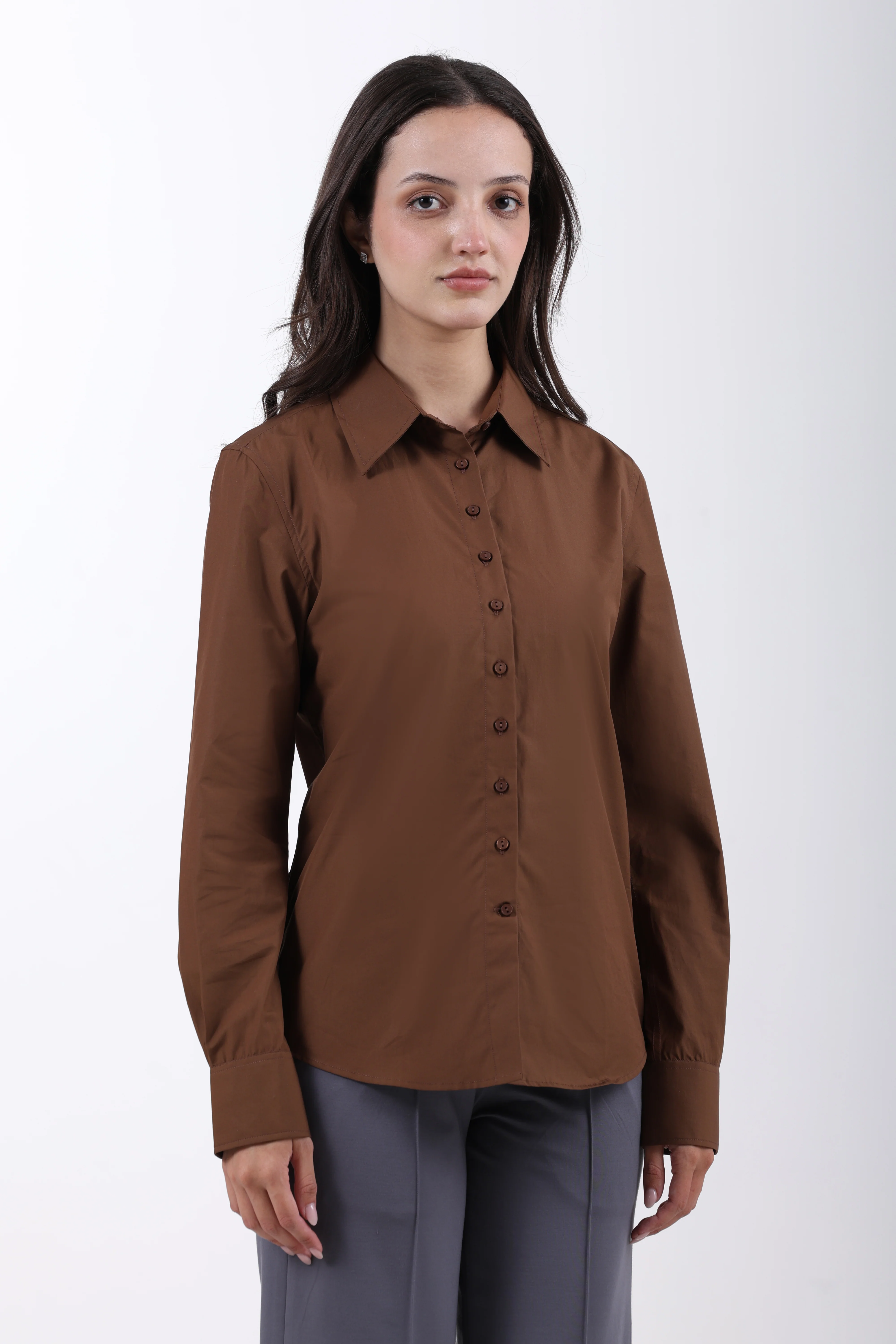 Signature 2-Ply Cotton Regular Fit Shirt – Brown - Image 4
