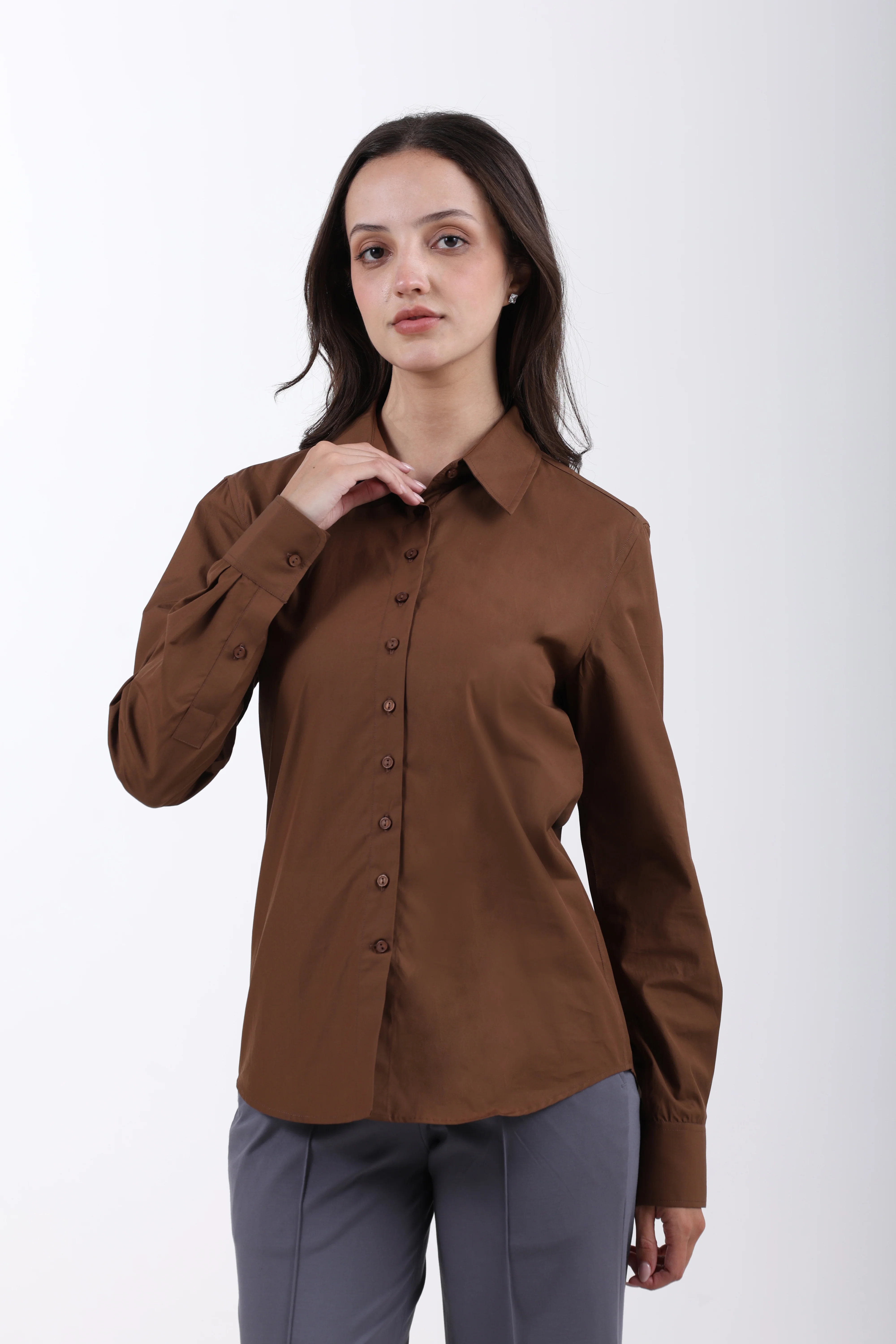 Signature 2-Ply Cotton Regular Fit Shirt – Brown - Image 7