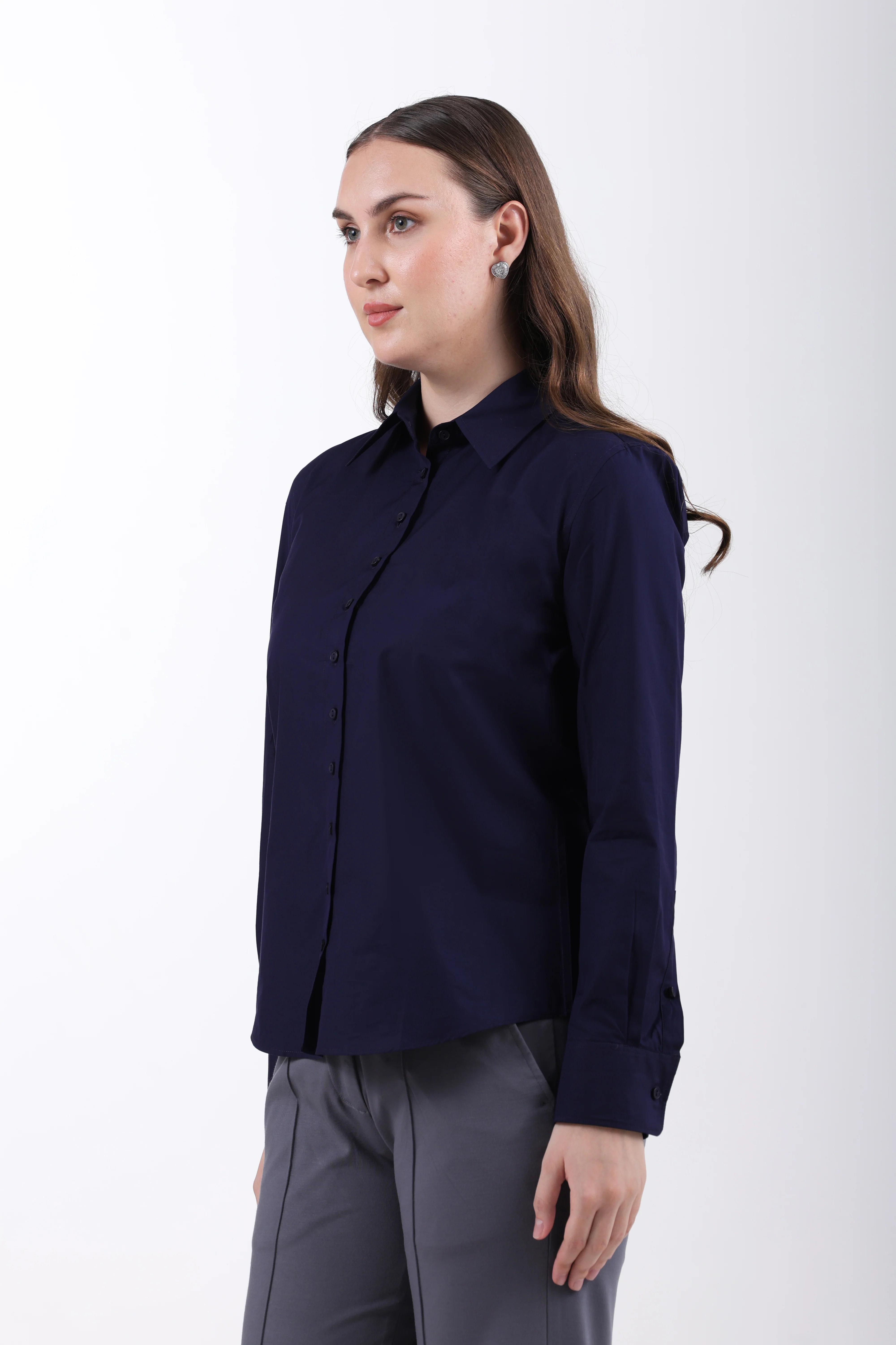 Signature 2-Ply Cotton Regular Fit Shirt – Navy Blue - Image 6