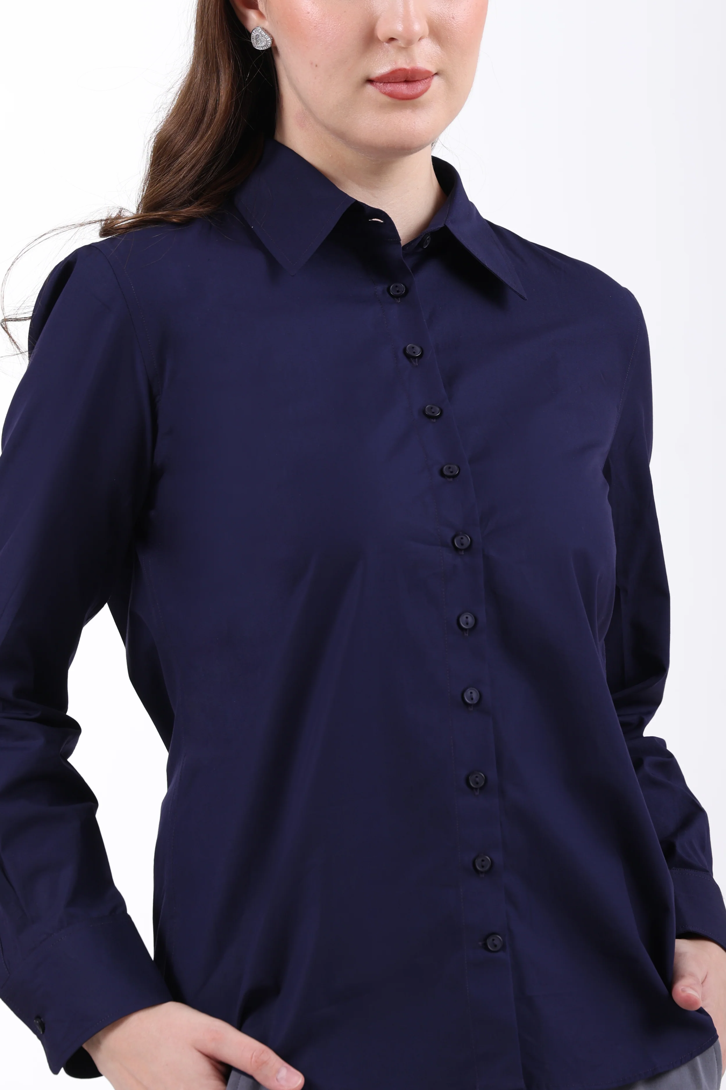 Signature 2-Ply Cotton Regular Fit Shirt – Navy Blue - Image 7
