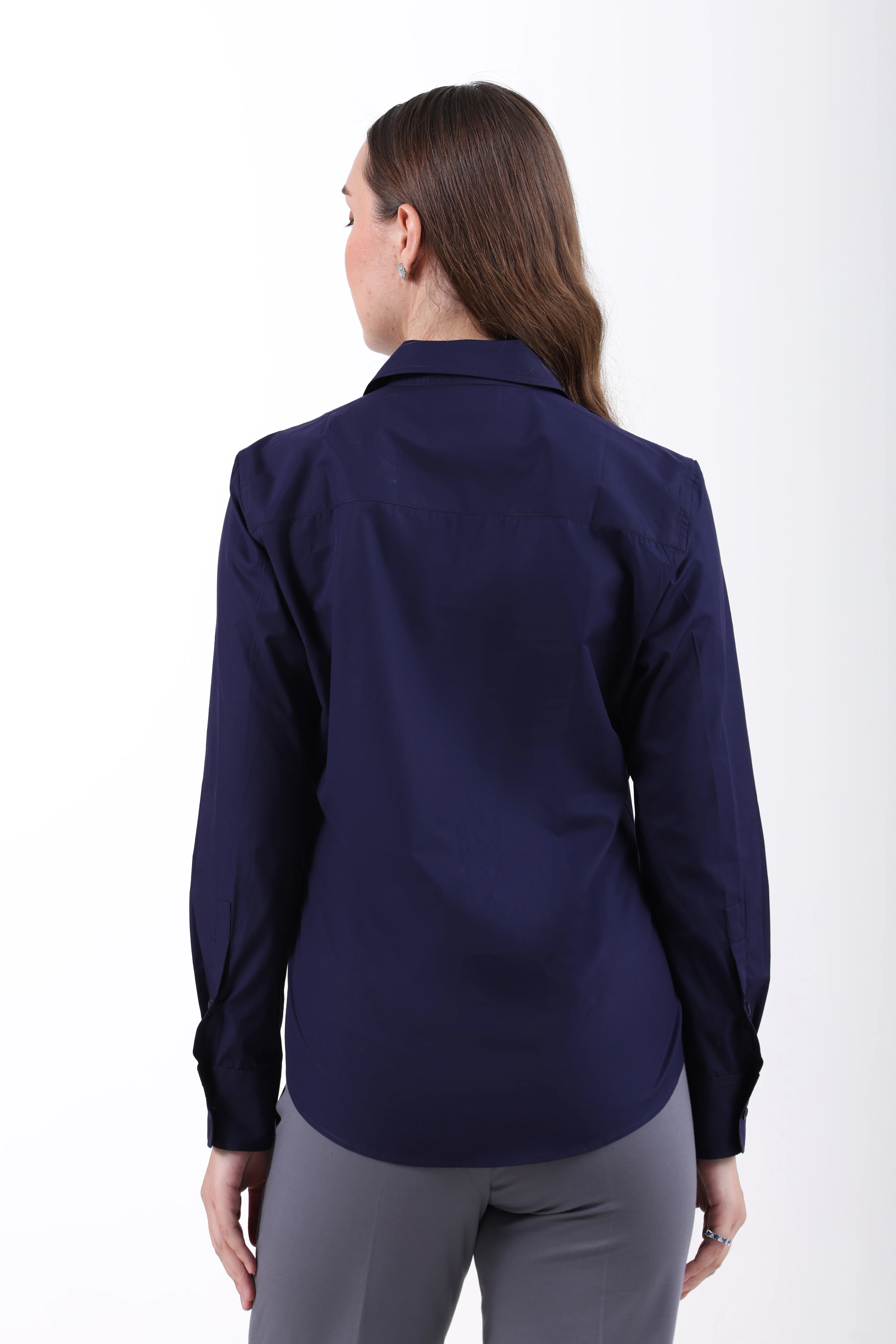 Signature 2-Ply Cotton Regular Fit Shirt – Navy Blue - Image 8