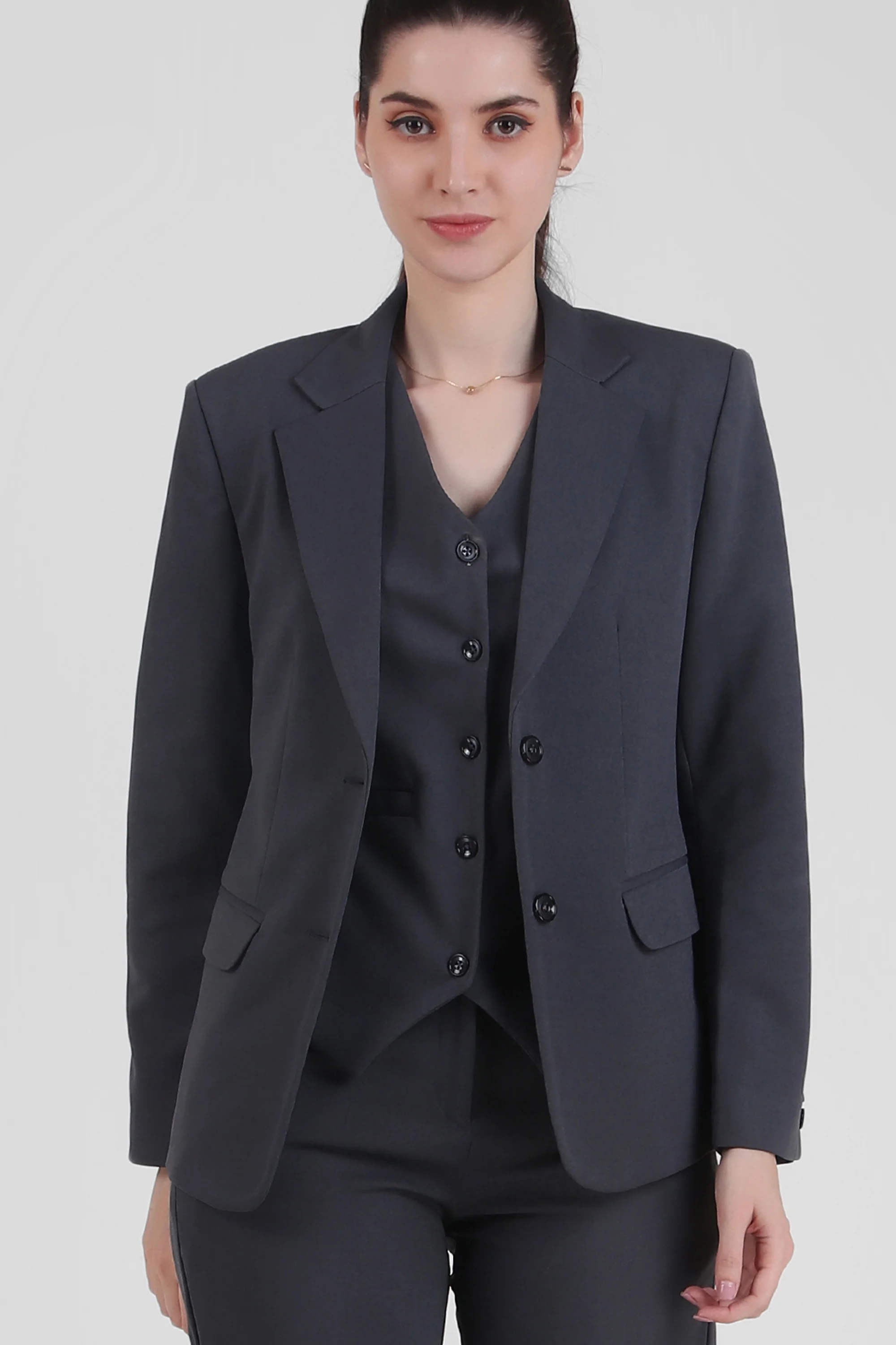 Single Breasted Blazer – Bluish Grey - Image 3