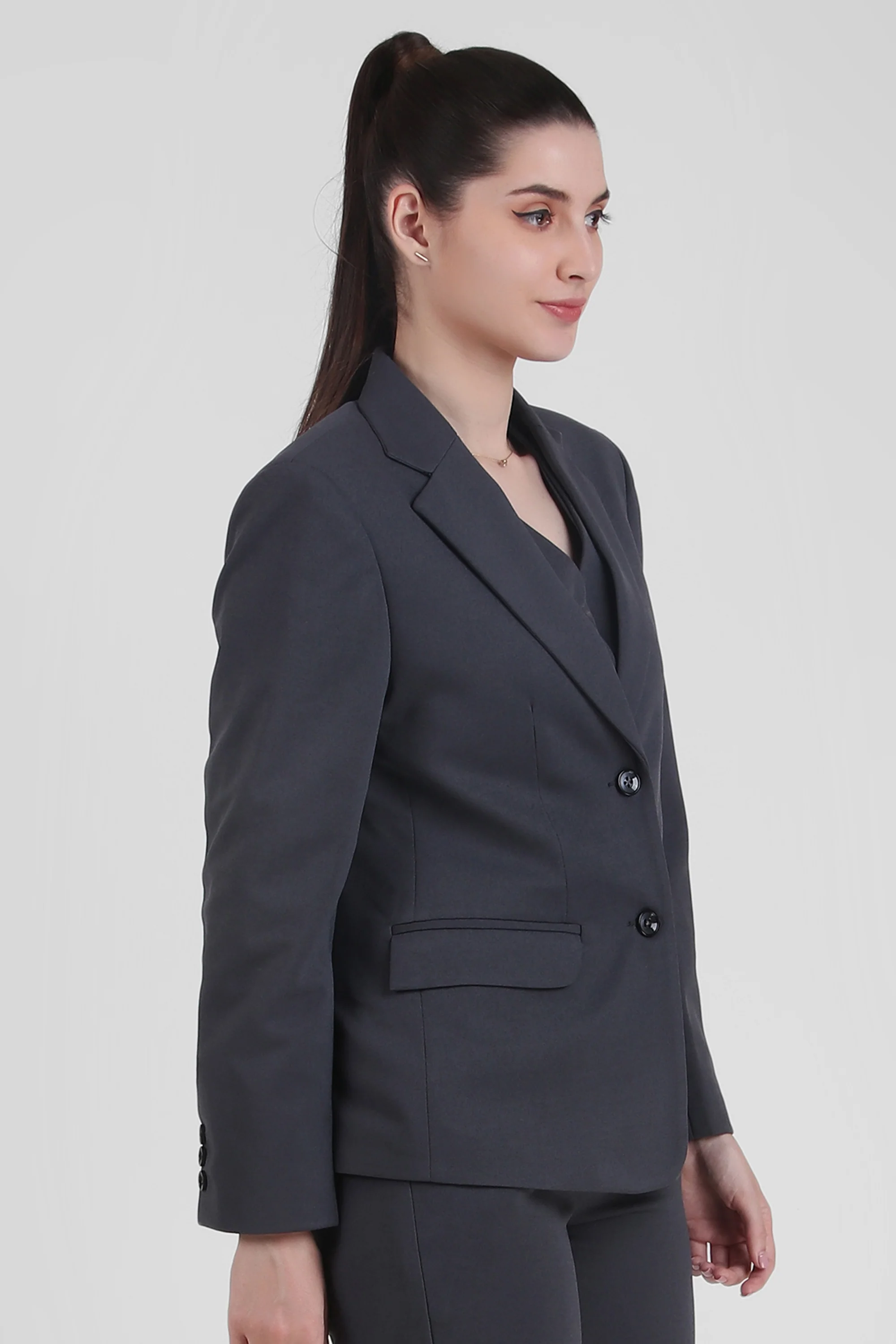 Single Breasted Blazer – Bluish Grey - Image 5