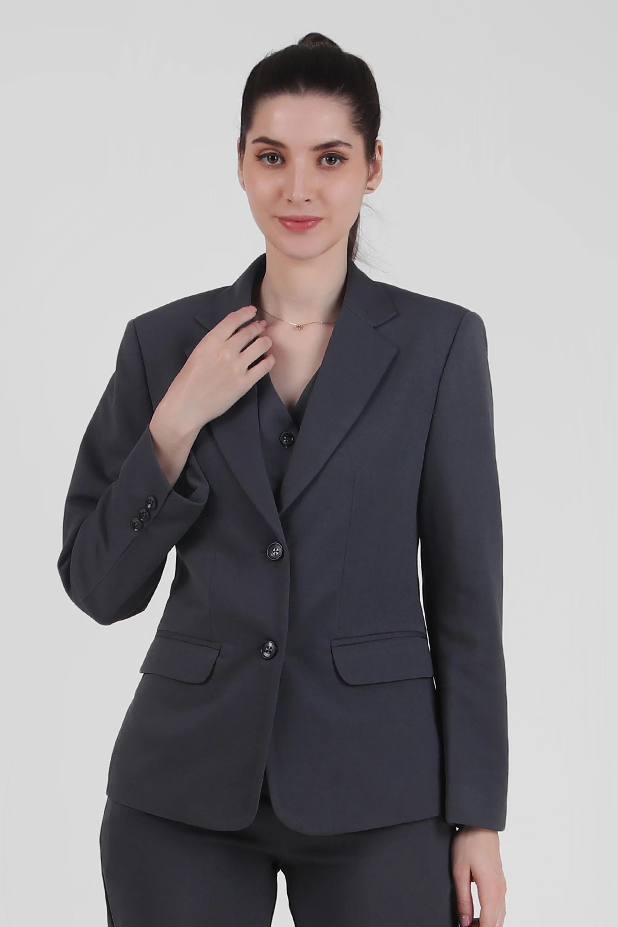 Single Breasted Blazer – Bluish Grey - Image 9