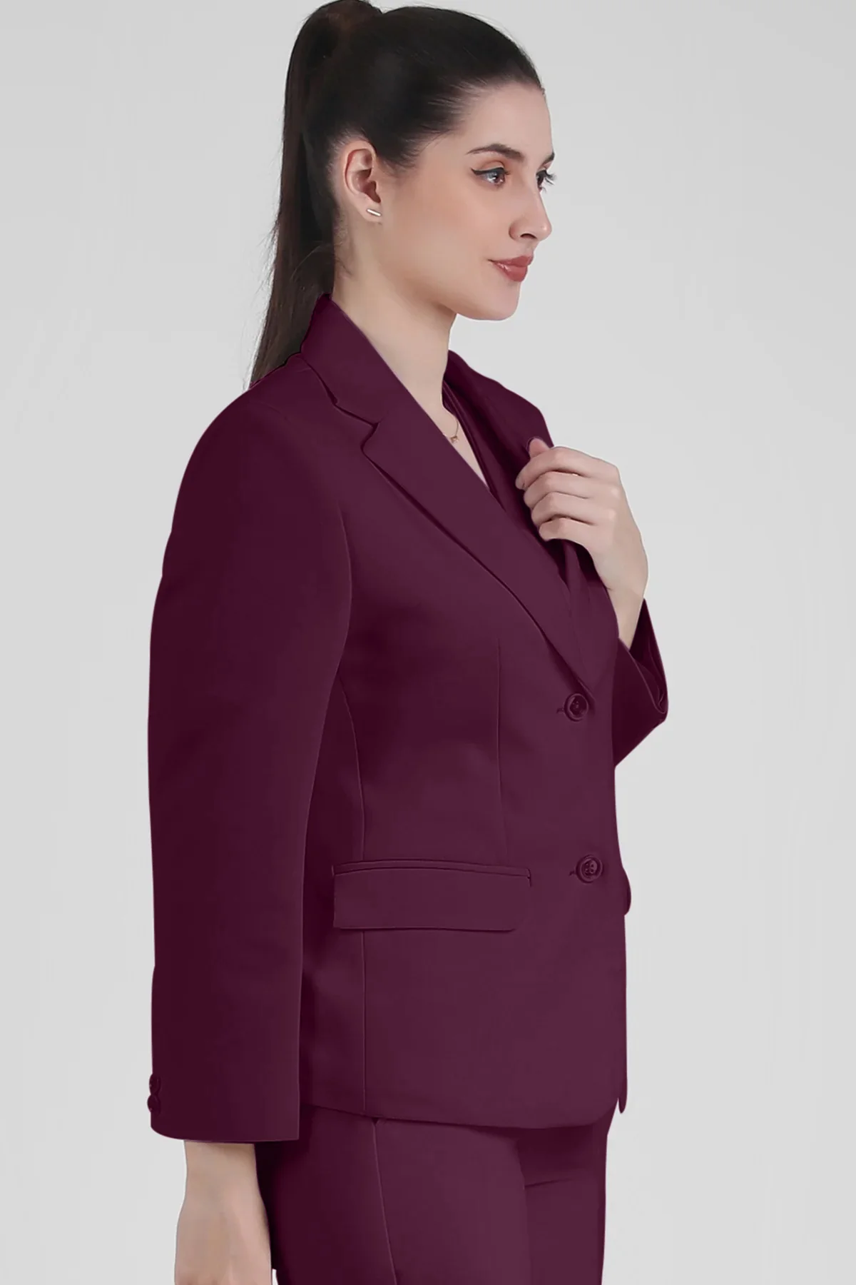Single Breasted Blazer – Plum - Image 4