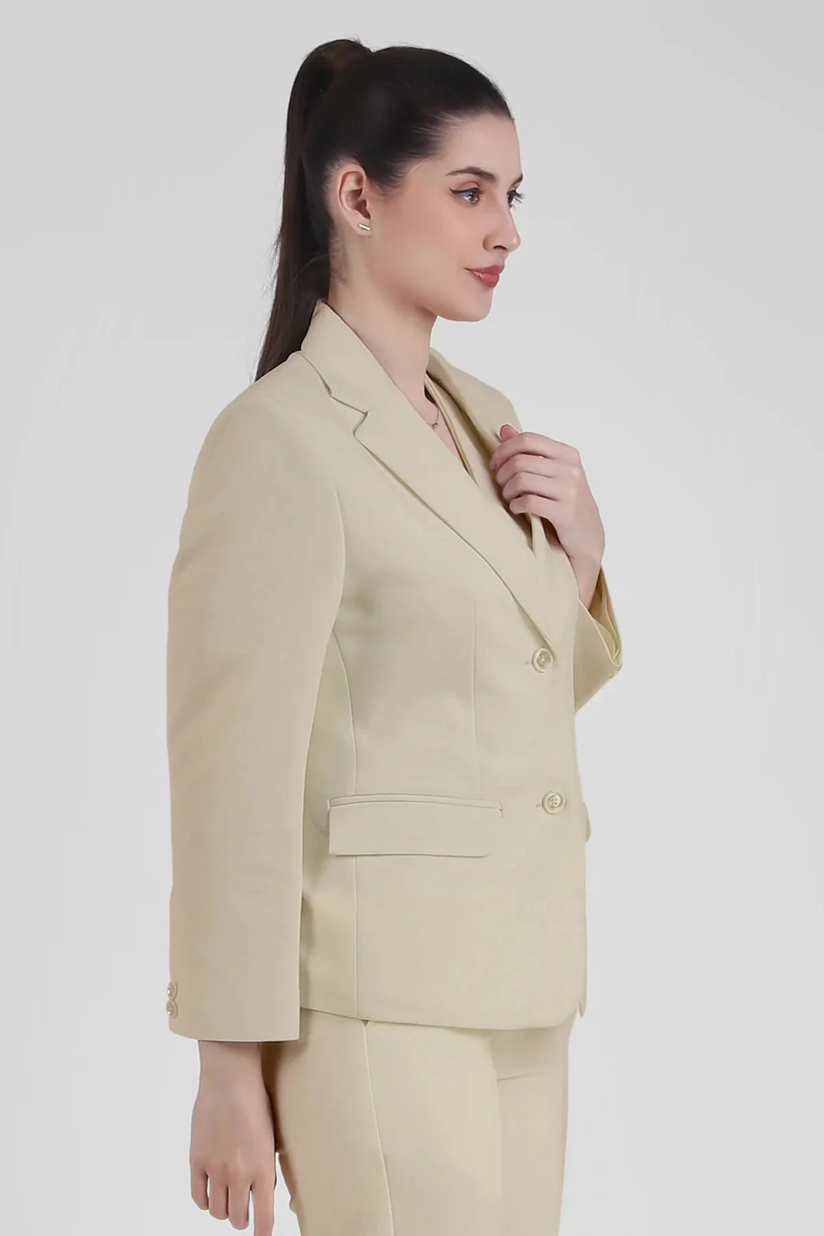Single Breasted Blazer – Sand - Image 4
