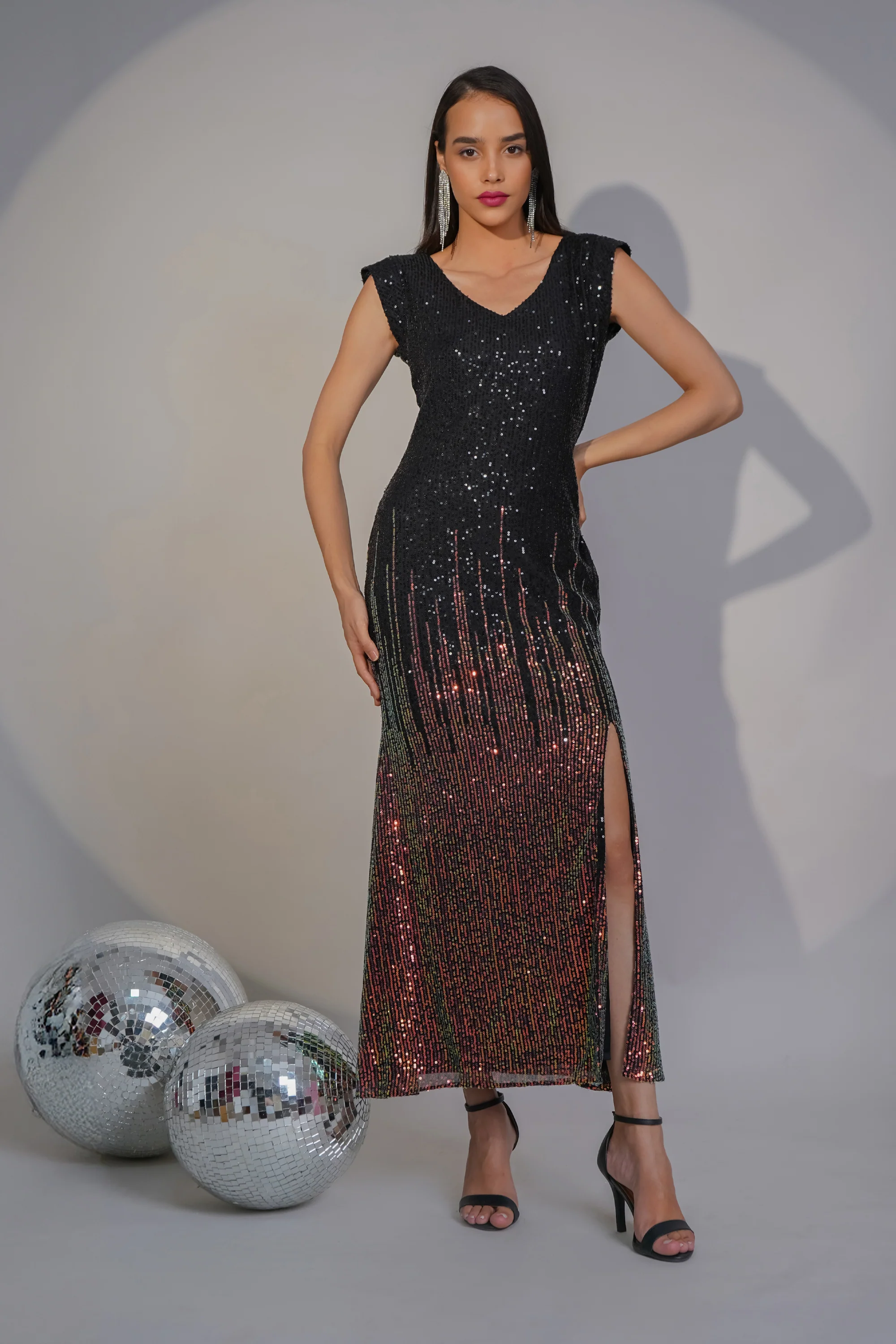 Sitara Sequin Dress – Black