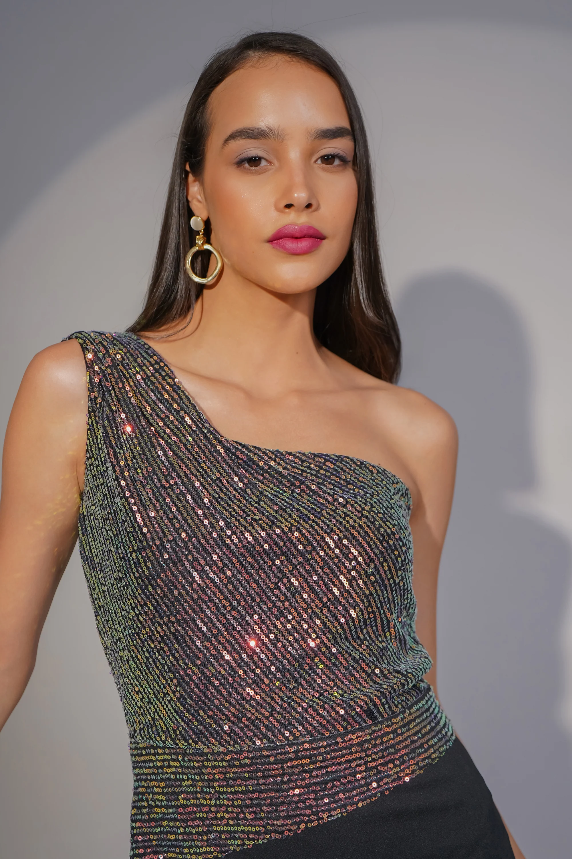Starlit One Shoulder Sequin Cocktail Dress for Women - Image 2